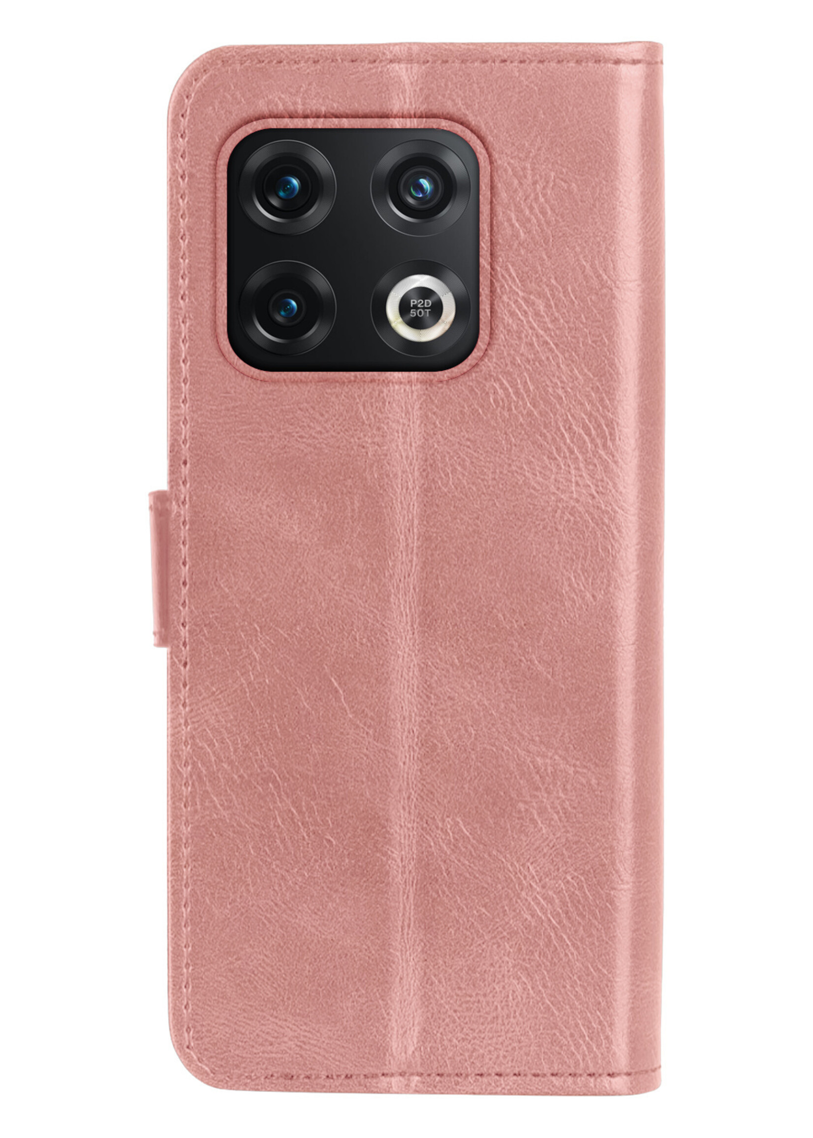 LUQ Hoesje Geschikt voor OnePlus 10 Pro Hoesje Book Case Hoes Wallet Cover - Hoes Geschikt voor OnePlus 10 Pro Hoesje Bookcase Hoes - Rosé goud