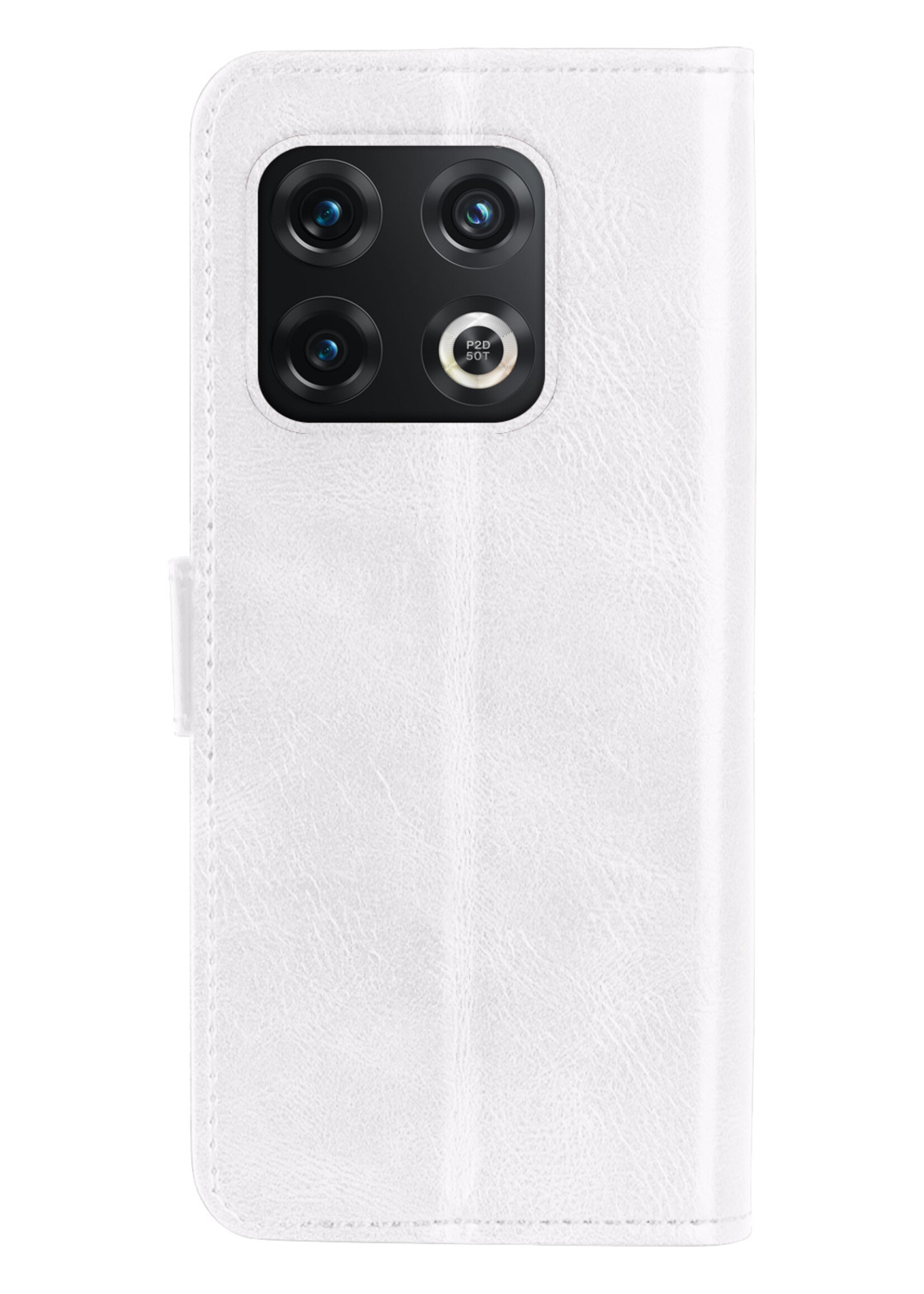 LUQ Hoesje Geschikt voor OnePlus 10 Pro Hoesje Book Case Hoes Wallet Cover - Hoes Geschikt voor OnePlus 10 Pro Hoesje Bookcase Hoes - Wit