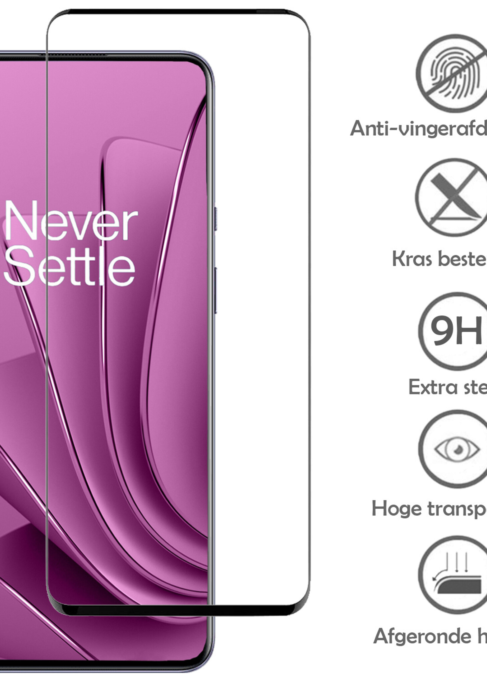 LUQ Screenprotector Geschikt voor OnePlus 10 Pro Screenprotector Glas Full Cover - Screenprotector Geschikt voor OnePlus 10 Pro Screenprotector Full Cover - 2 Stuks
