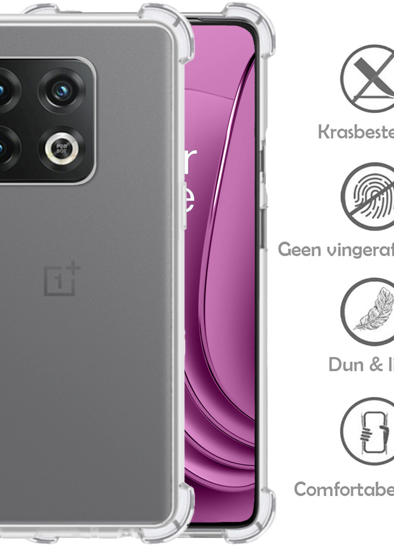 Hoesje Geschikt voor OnePlus 10 Pro Hoesje Shockproof Case Siliconen Met 2x Screenprotector - Hoes Geschikt voor OnePlus 10 Pro Hoes Cover Siliconen - Transparant