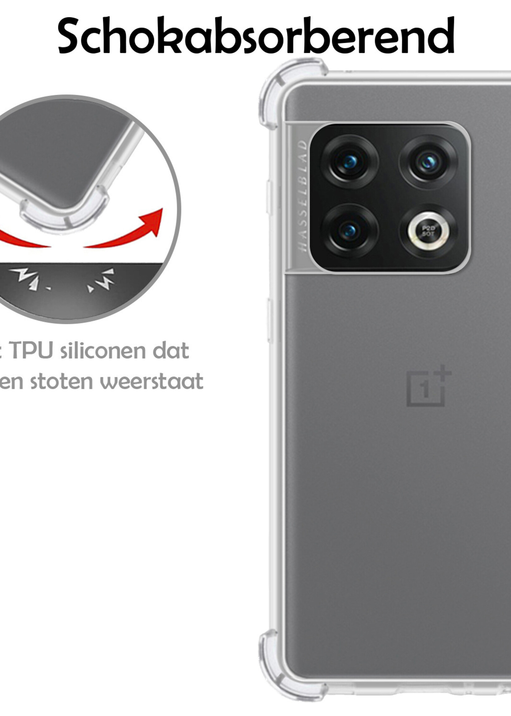 Hoesje Geschikt voor OnePlus 10 Pro Hoesje Shockproof Case Siliconen Met 2x Screenprotector - Hoes Geschikt voor OnePlus 10 Pro Hoes Cover Siliconen - Transparant