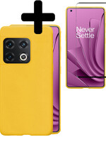 LUQ LUQ OnePlus 10 Pro Hoesje Siliconen Met Screenprotector - Geel