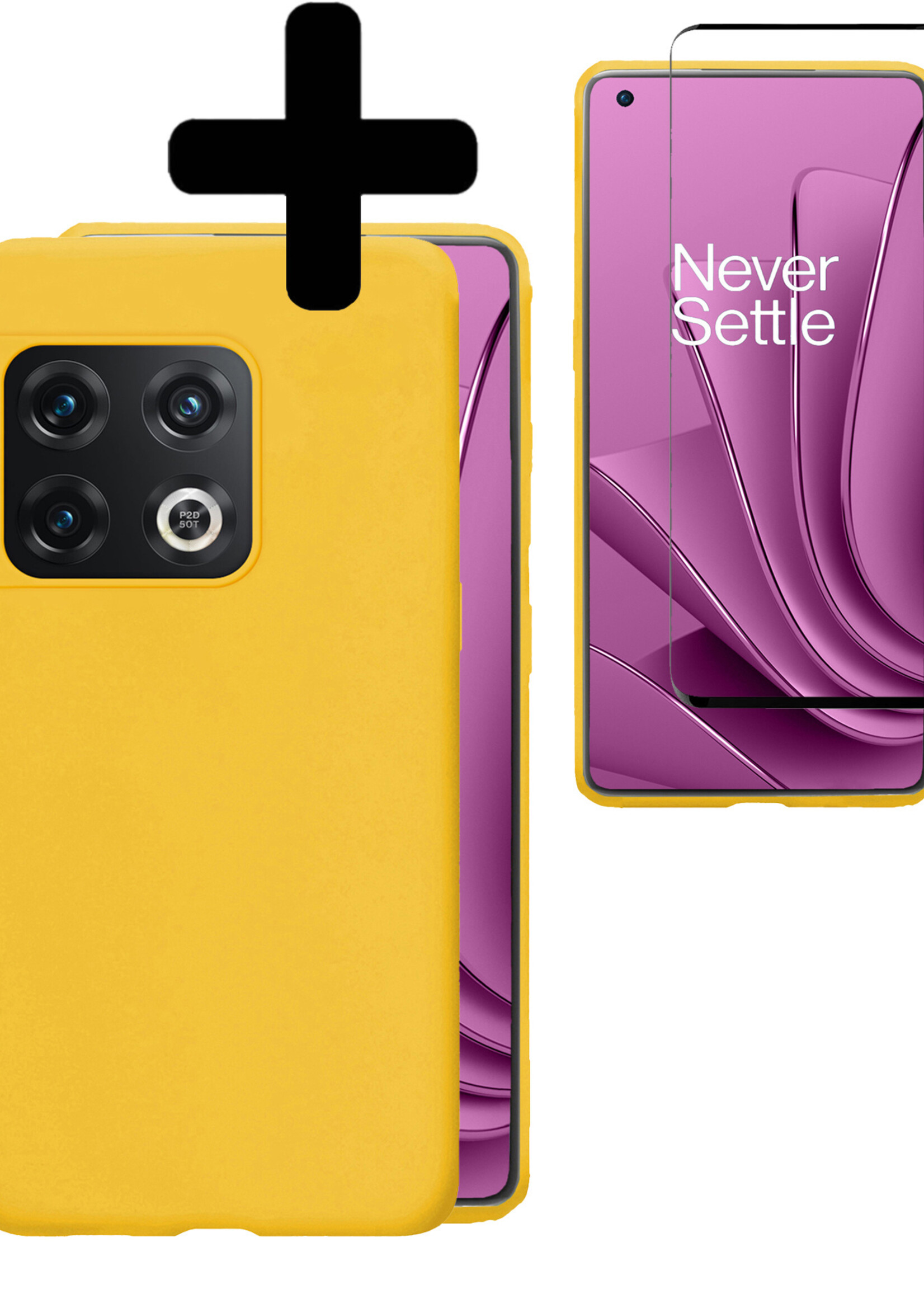 LUQ Hoesje Geschikt voor OnePlus 10 Pro Hoesje Siliconen Case Met Screenprotector - Hoes Geschikt voor OnePlus 10 Pro Hoes Siliconen - Geel