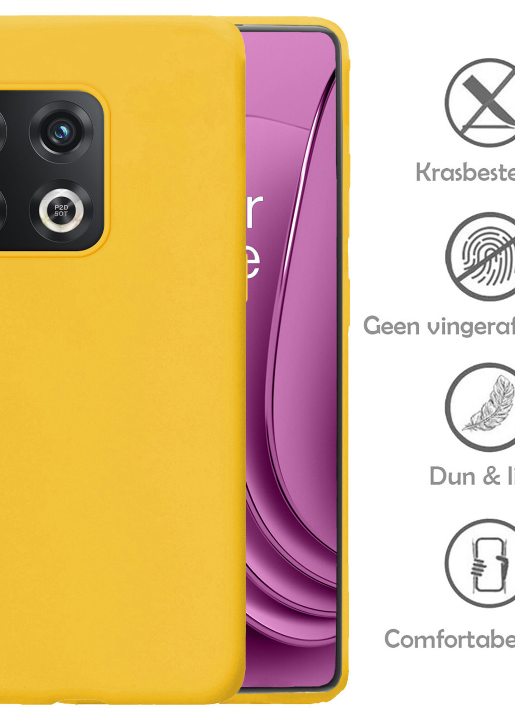 LUQ Hoesje Geschikt voor OnePlus 10 Pro Hoesje Siliconen Case Met Screenprotector - Hoes Geschikt voor OnePlus 10 Pro Hoes Siliconen - Geel