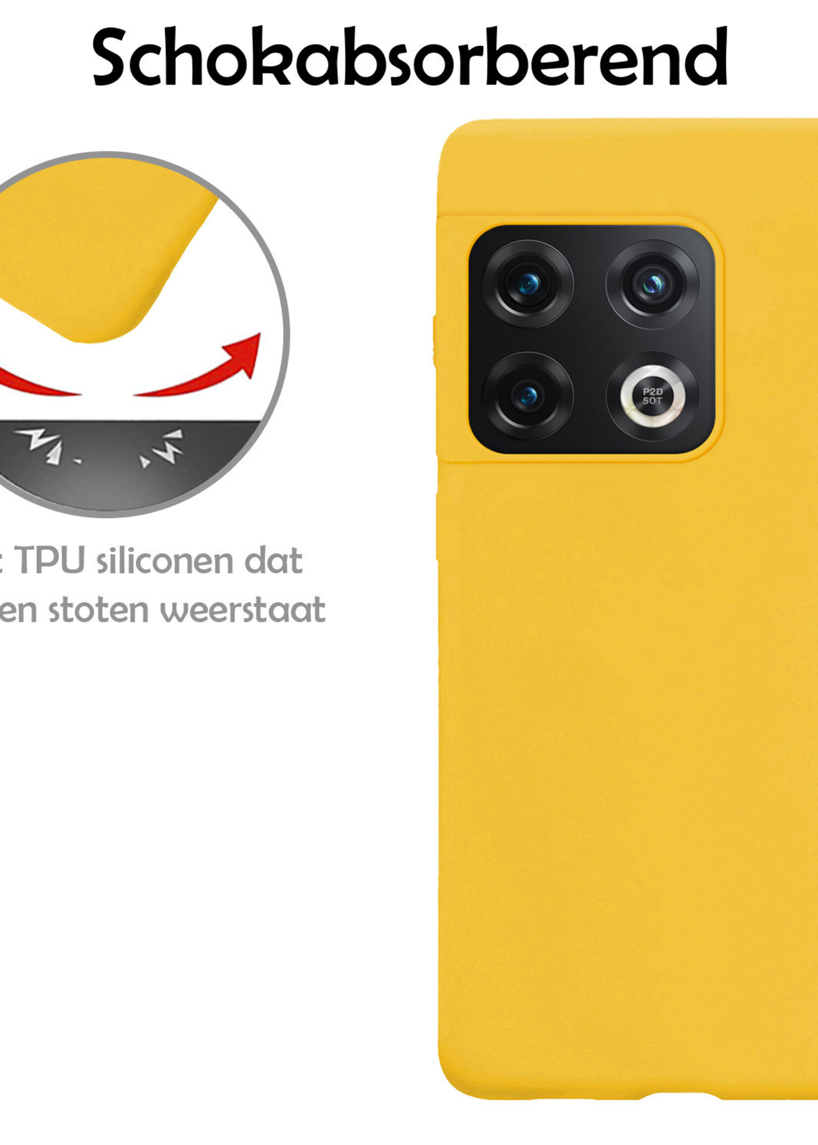 LUQ Hoesje Geschikt voor OnePlus 10 Pro Hoesje Siliconen Case Met Screenprotector - Hoes Geschikt voor OnePlus 10 Pro Hoes Siliconen - Geel