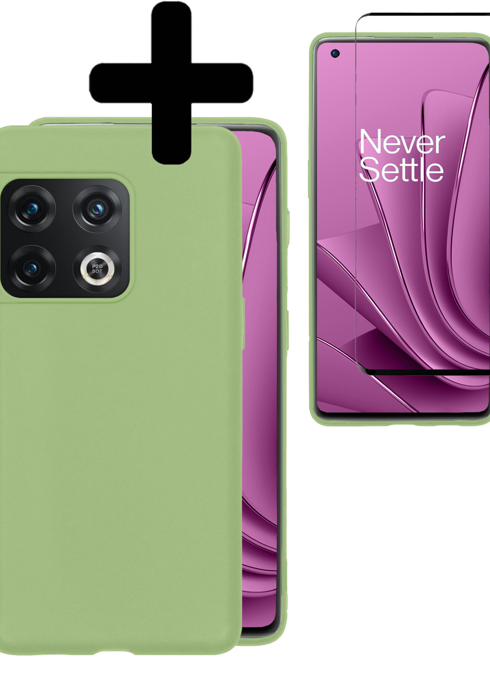 LUQ Hoesje Geschikt voor OnePlus 10 Pro Hoesje Siliconen Case Met Screenprotector - Hoes Geschikt voor OnePlus 10 Pro Hoes Siliconen - Groen