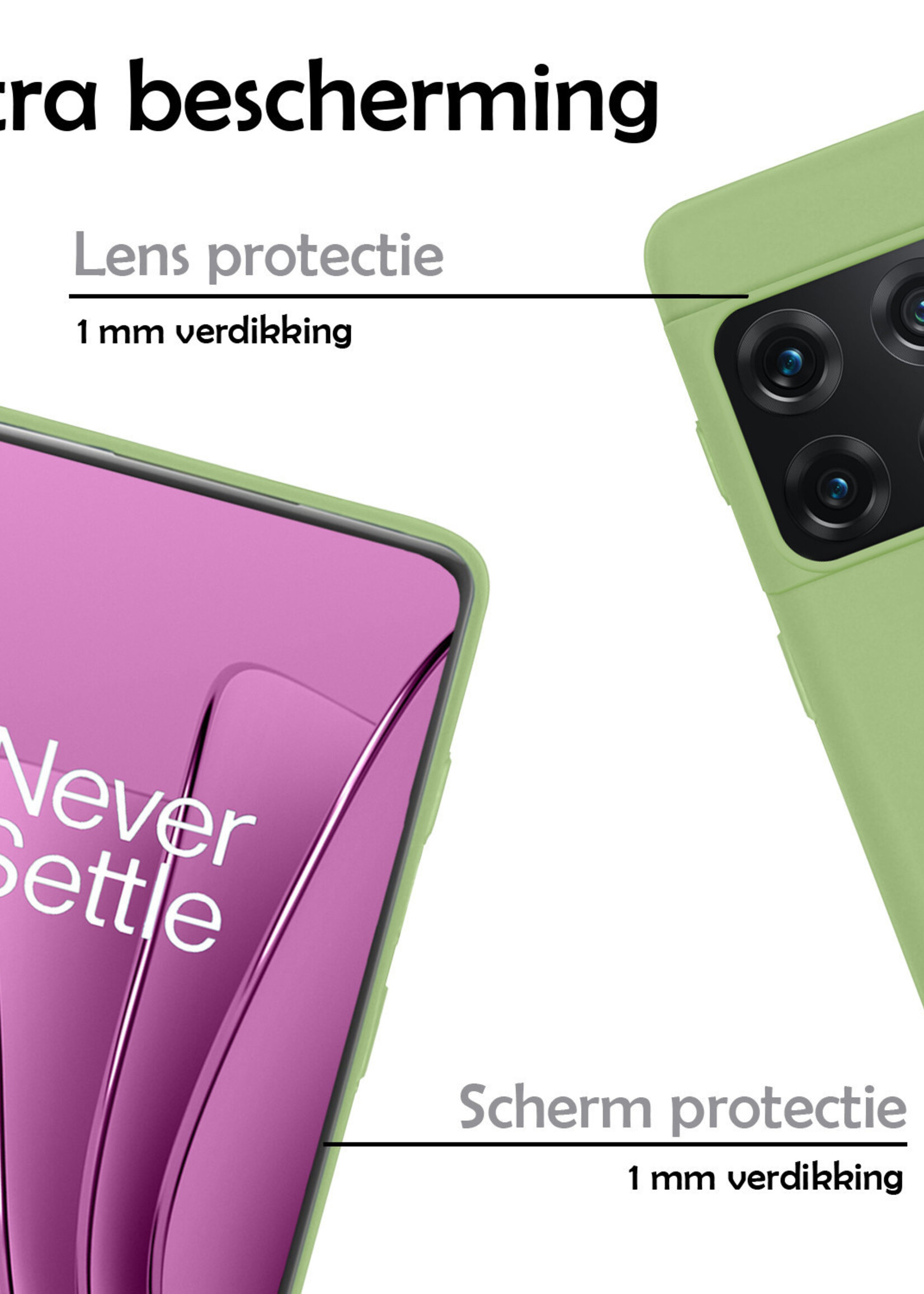 LUQ Hoesje Geschikt voor OnePlus 10 Pro Hoesje Siliconen Case Met Screenprotector - Hoes Geschikt voor OnePlus 10 Pro Hoes Siliconen - Groen