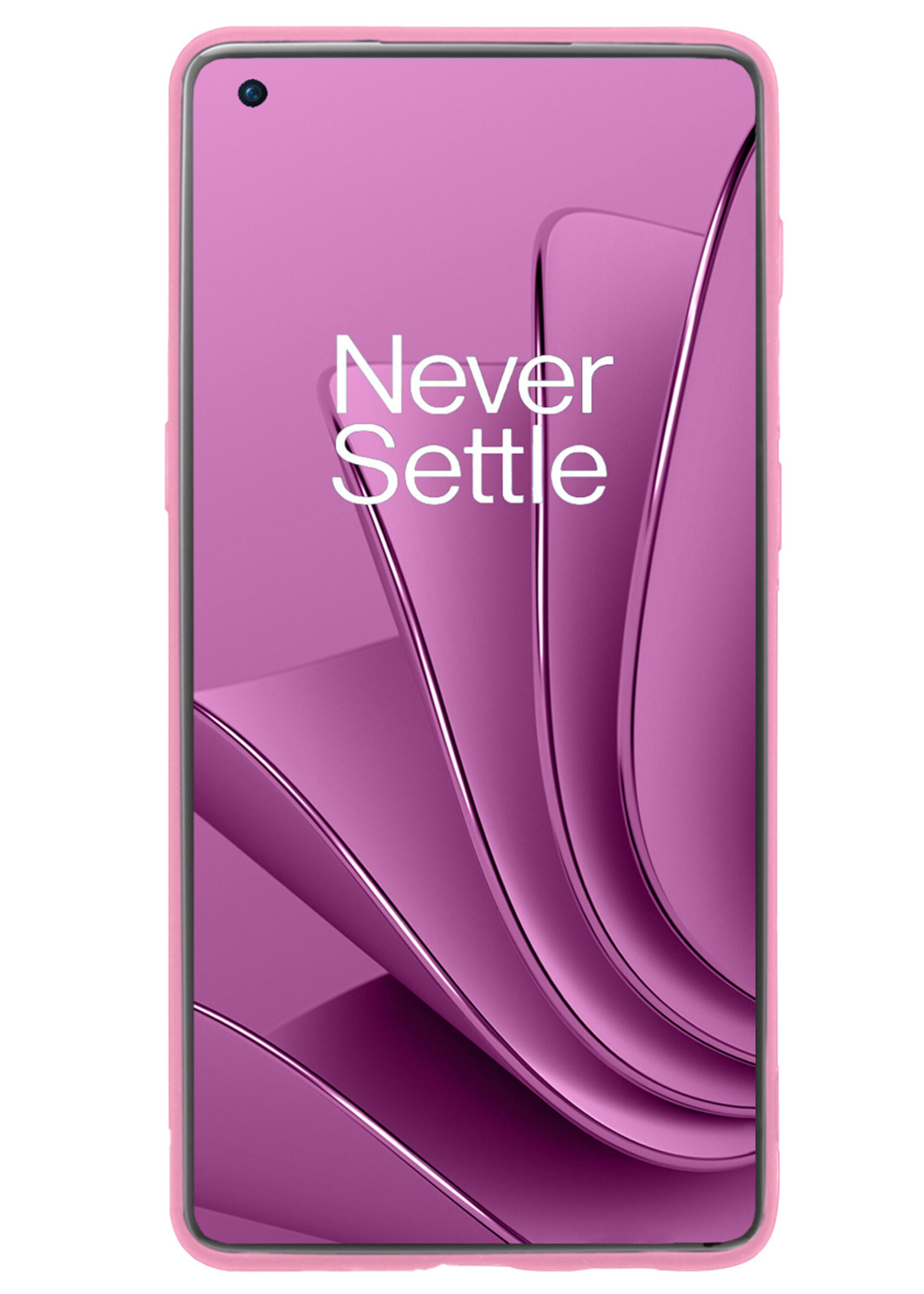 LUQ Hoesje Geschikt voor OnePlus 10 Pro Hoesje Siliconen Case Met Screenprotector - Hoes Geschikt voor OnePlus 10 Pro Hoes Siliconen - Lichtroze