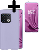 LUQ LUQ OnePlus 10 Pro Hoesje Siliconen Met Screenprotector - Lila