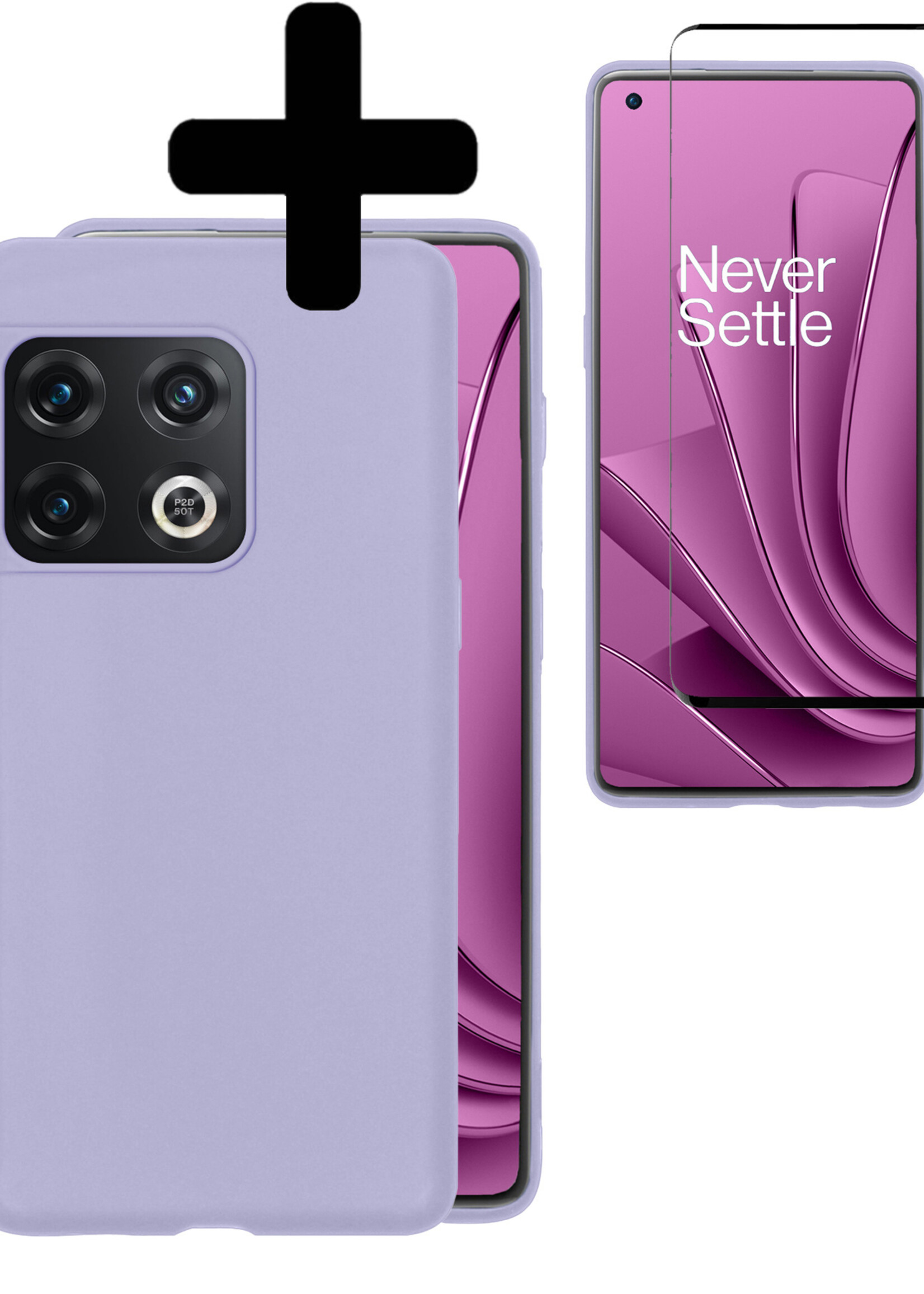 LUQ Hoesje Geschikt voor OnePlus 10 Pro Hoesje Siliconen Case Met Screenprotector - Hoes Geschikt voor OnePlus 10 Pro Hoes Siliconen - Lila