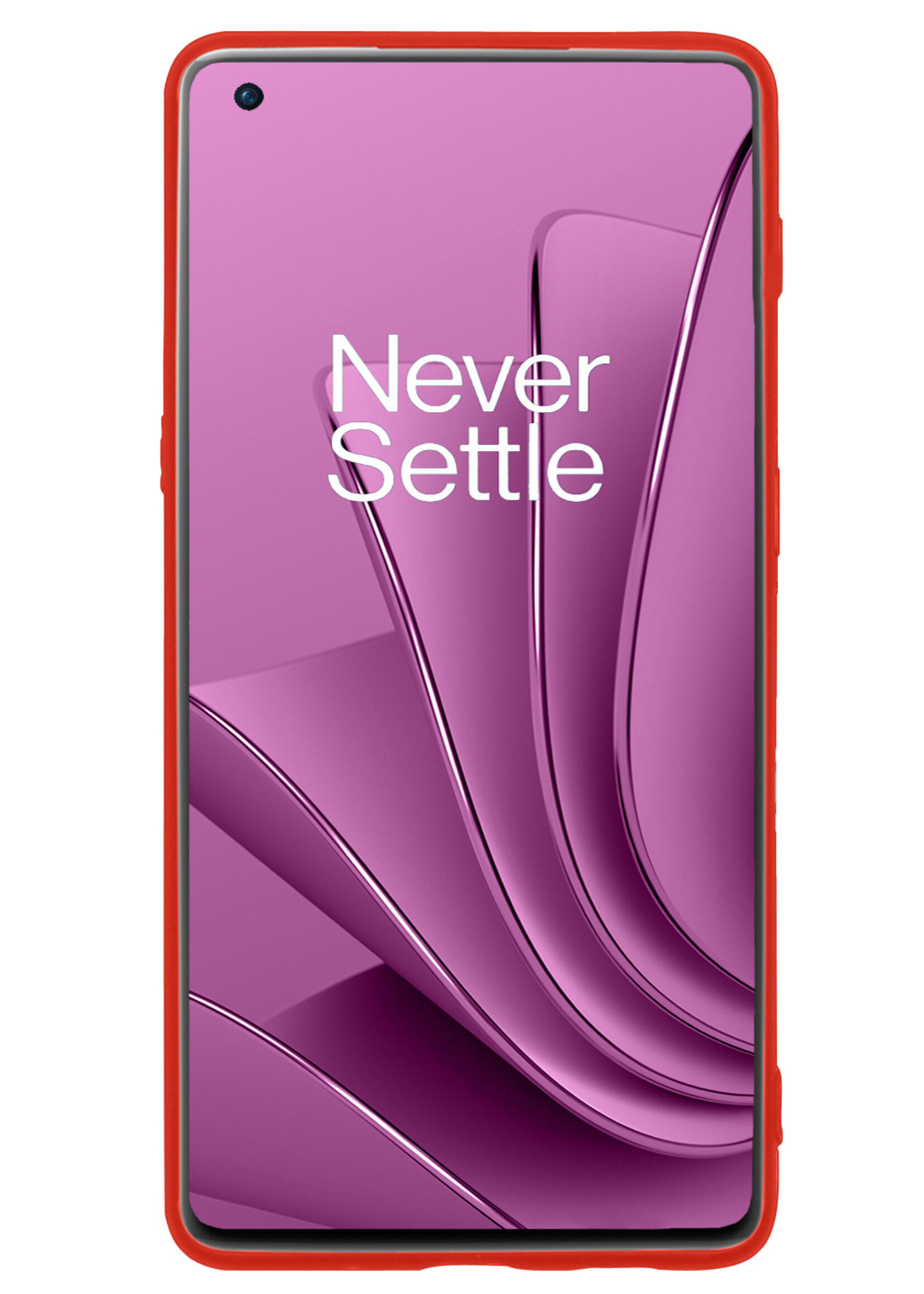 LUQ Hoesje Geschikt voor OnePlus 10 Pro Hoesje Siliconen Case Met Screenprotector - Hoes Geschikt voor OnePlus 10 Pro Hoes Siliconen - Rood