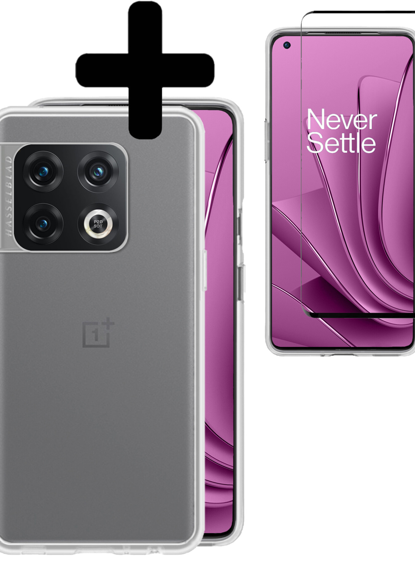 LUQ Hoesje Geschikt voor OnePlus 10 Pro Hoesje Siliconen Case Met Screenprotector - Hoes Geschikt voor OnePlus 10 Pro Hoes Siliconen - Transparant