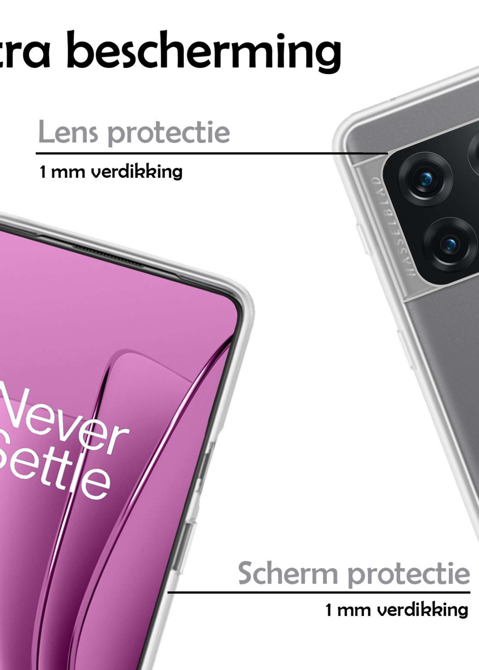 LUQ Hoesje Geschikt voor OnePlus 10 Pro Hoesje Siliconen Case Met Screenprotector - Hoes Geschikt voor OnePlus 10 Pro Hoes Siliconen - Transparant