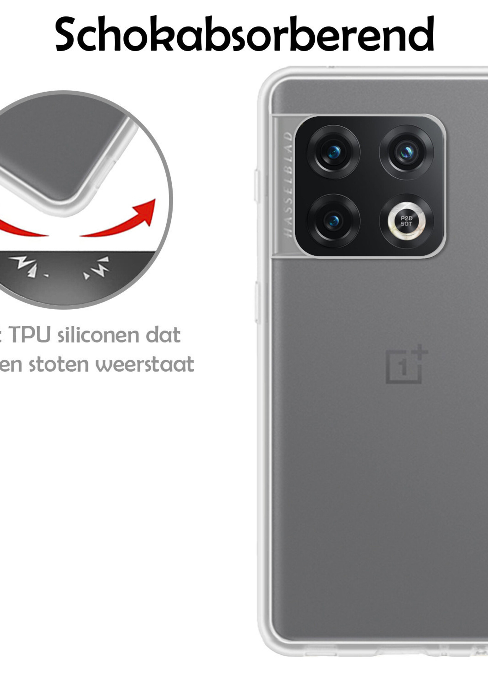 LUQ Hoesje Geschikt voor OnePlus 10 Pro Hoesje Siliconen Case Met Screenprotector - Hoes Geschikt voor OnePlus 10 Pro Hoes Siliconen - Transparant