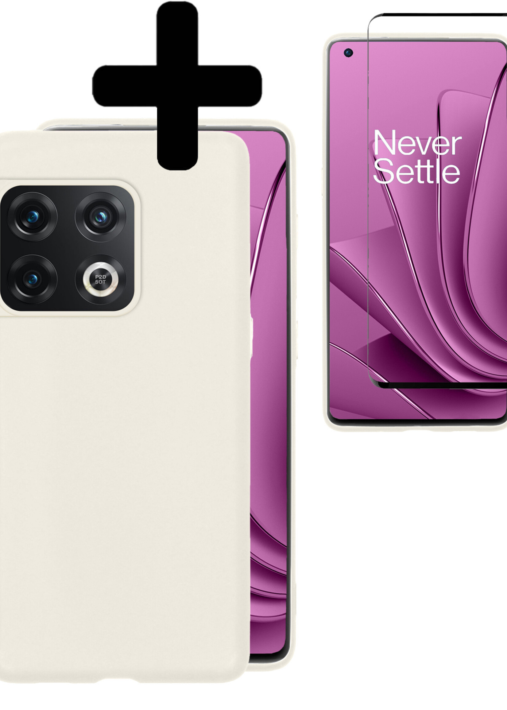 LUQ Hoesje Geschikt voor OnePlus 10 Pro Hoesje Siliconen Case Met Screenprotector - Hoes Geschikt voor OnePlus 10 Pro Hoes Siliconen - Wit