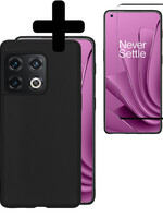 LUQ LUQ OnePlus 10 Pro Hoesje Siliconen Met Screenprotector - Zwart