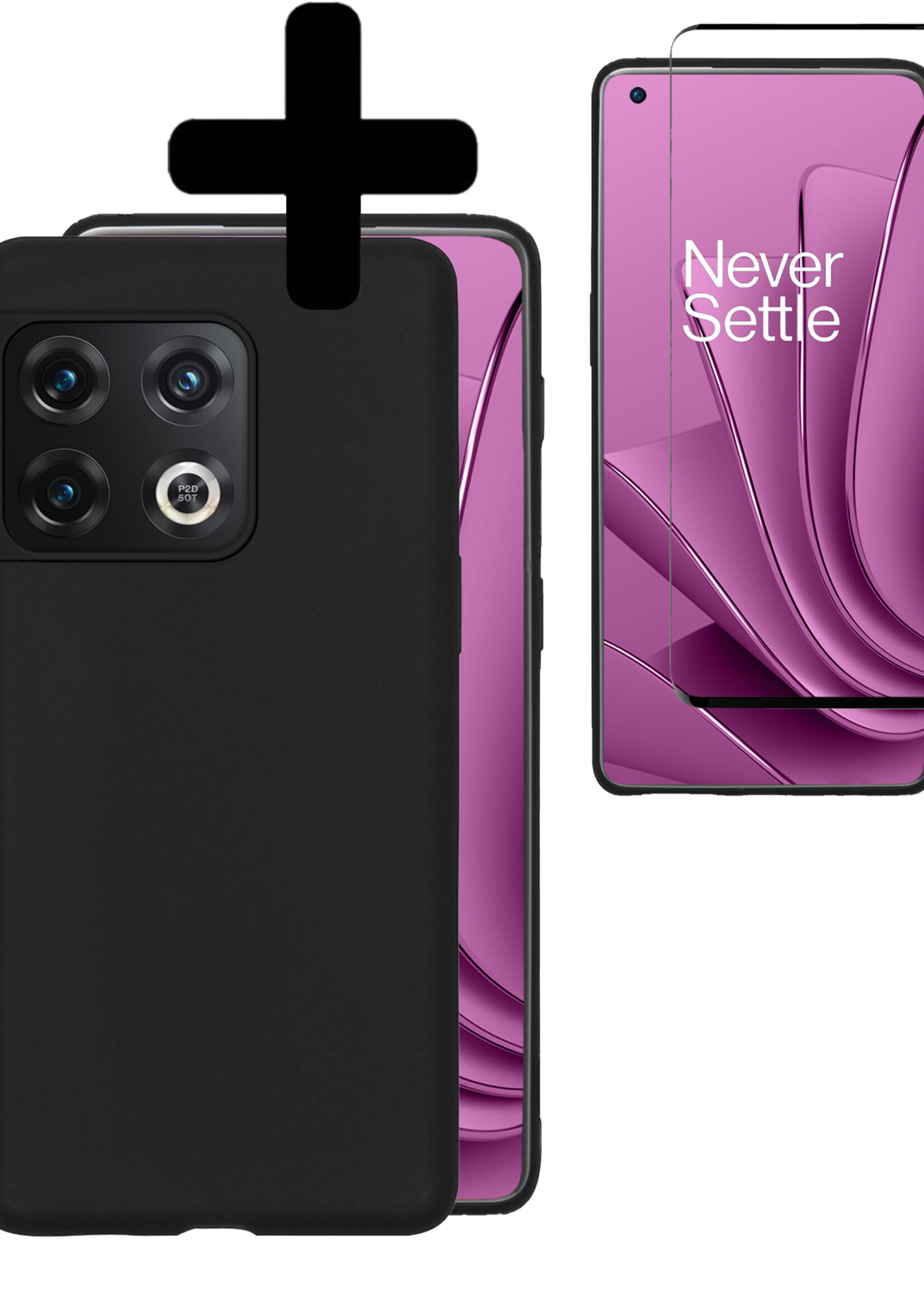 LUQ Hoesje Geschikt voor OnePlus 10 Pro Hoesje Siliconen Case Met Screenprotector - Hoes Geschikt voor OnePlus 10 Pro Hoes Siliconen - Zwart