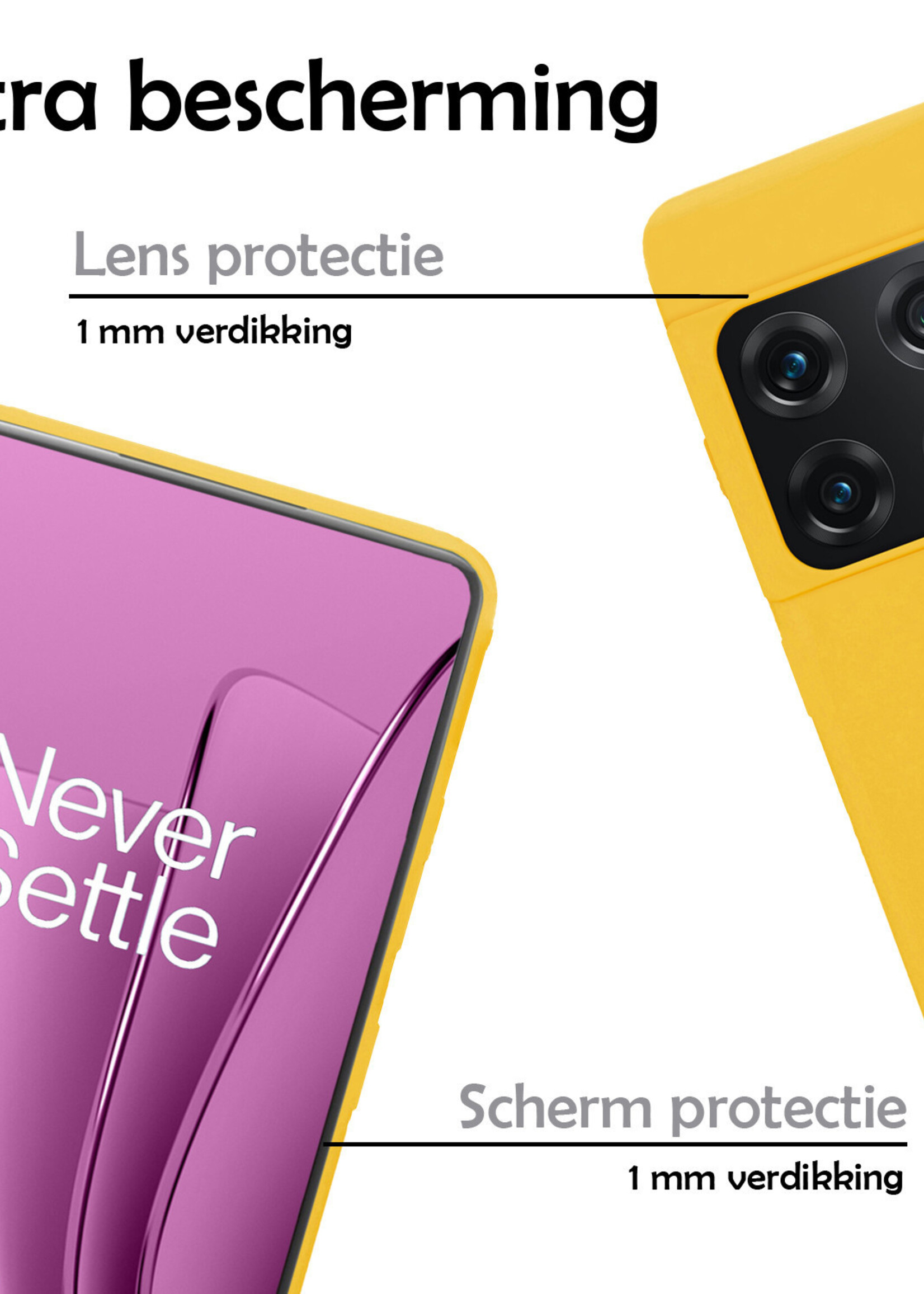 LUQ Hoesje Geschikt voor OnePlus 10 Pro Hoesje Siliconen Case Met 2x Screenprotector - Hoes Geschikt voor OnePlus 10 Pro Hoes Siliconen - Geel