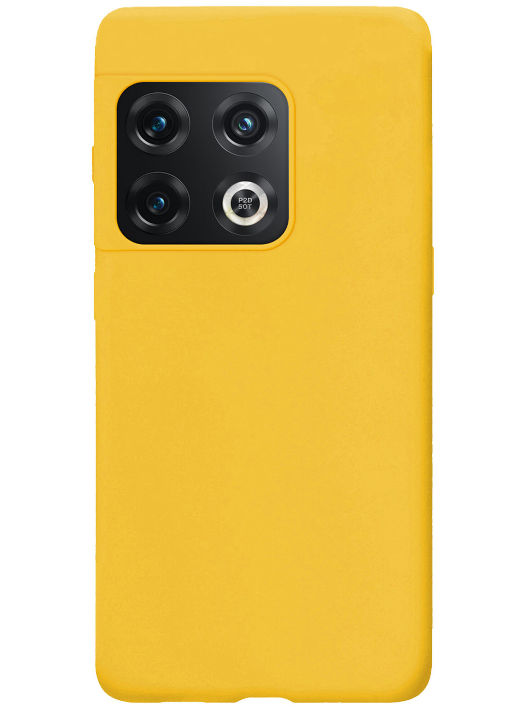LUQ Hoesje Geschikt voor OnePlus 10 Pro Hoesje Siliconen Case Met 2x Screenprotector - Hoes Geschikt voor OnePlus 10 Pro Hoes Siliconen - Geel
