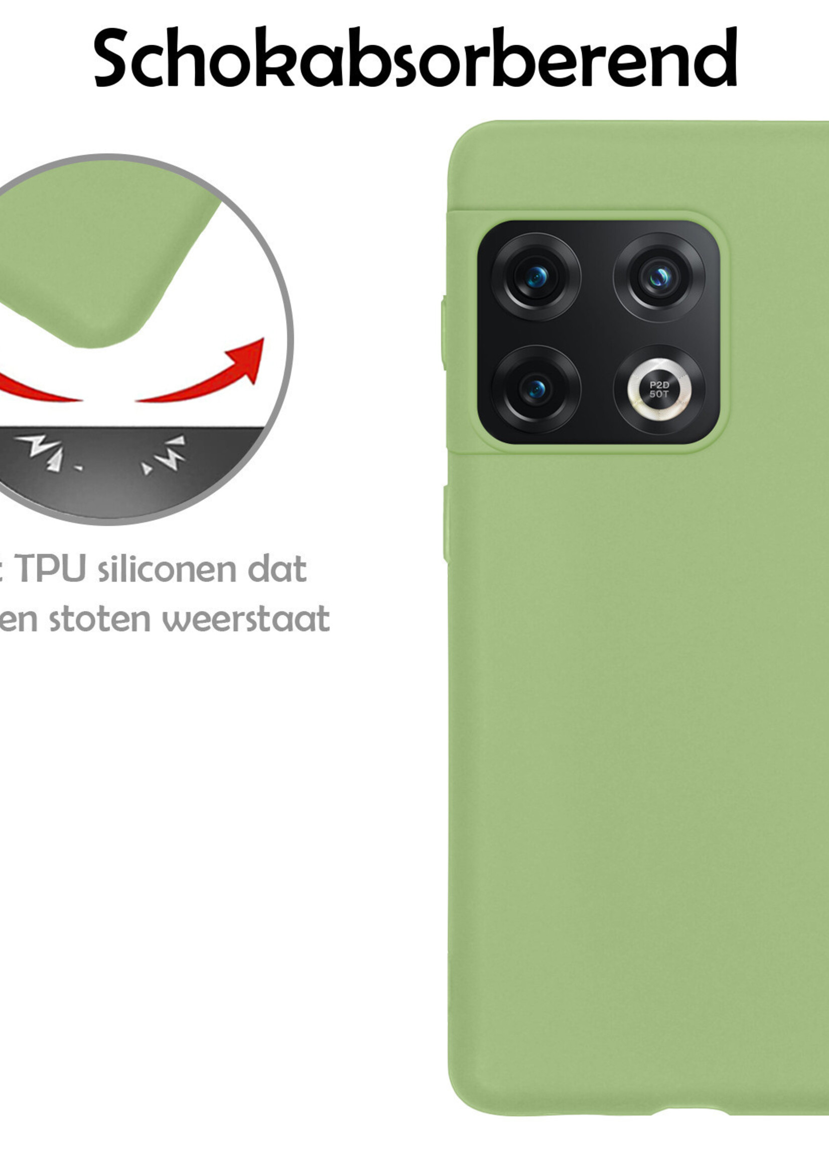 LUQ Hoesje Geschikt voor OnePlus 10 Pro Hoesje Siliconen Case Met 2x Screenprotector - Hoes Geschikt voor OnePlus 10 Pro Hoes Siliconen - Groen