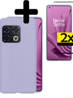 LUQ LUQ OnePlus 10 Pro Hoesje Siliconen Met 2x Screenprotector - Lila