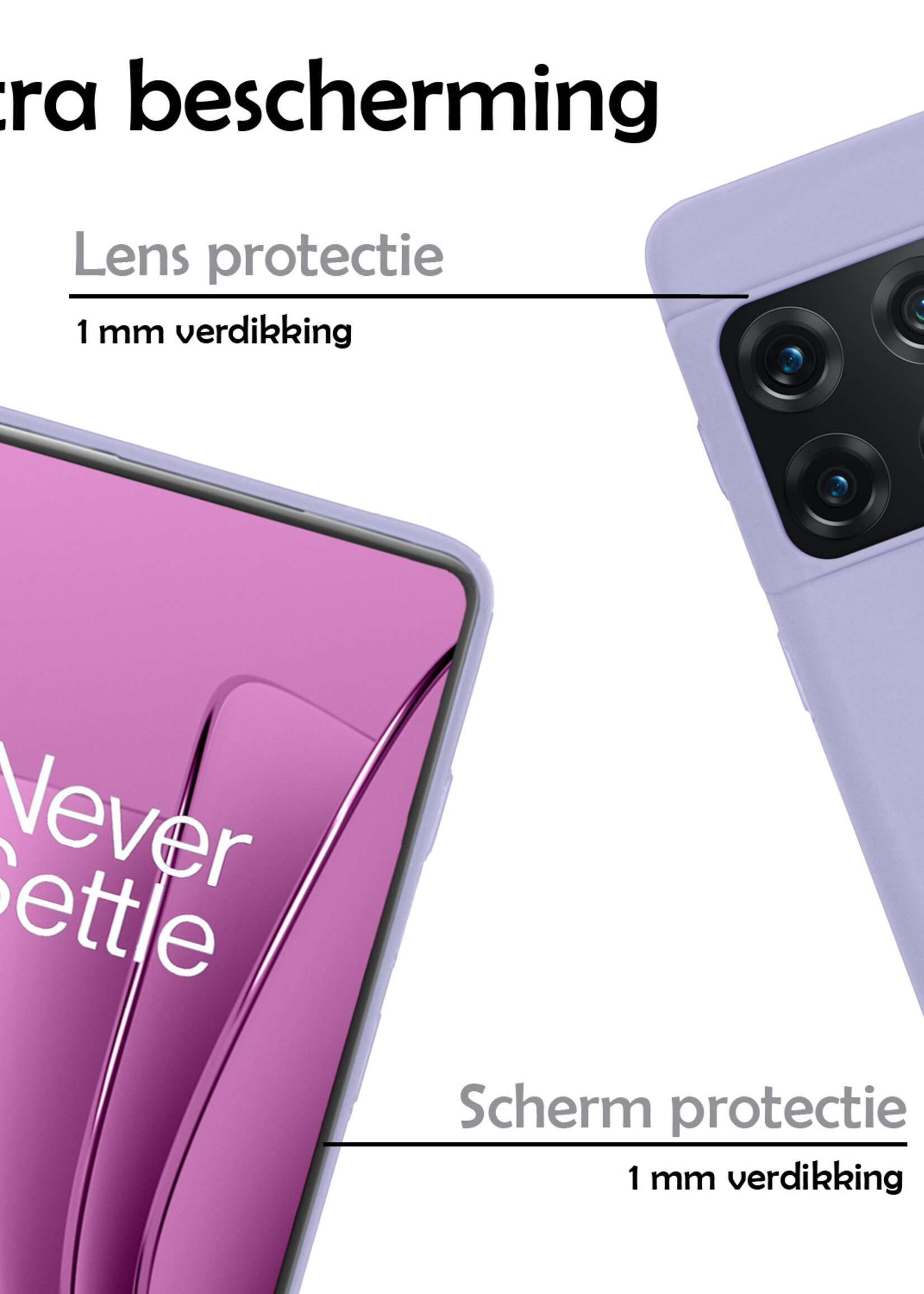 Hoesje Geschikt voor OnePlus 10 Pro Hoesje Siliconen Case Met 2x Screenprotector - Hoes Geschikt voor OnePlus 10 Pro Hoes Siliconen - Lila
