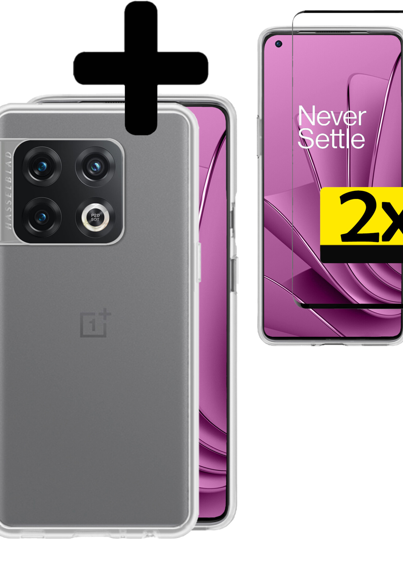 LUQ Hoesje Geschikt voor OnePlus 10 Pro Hoesje Siliconen Case Met 2x Screenprotector - Hoes Geschikt voor OnePlus 10 Pro Hoes Siliconen - Transparant