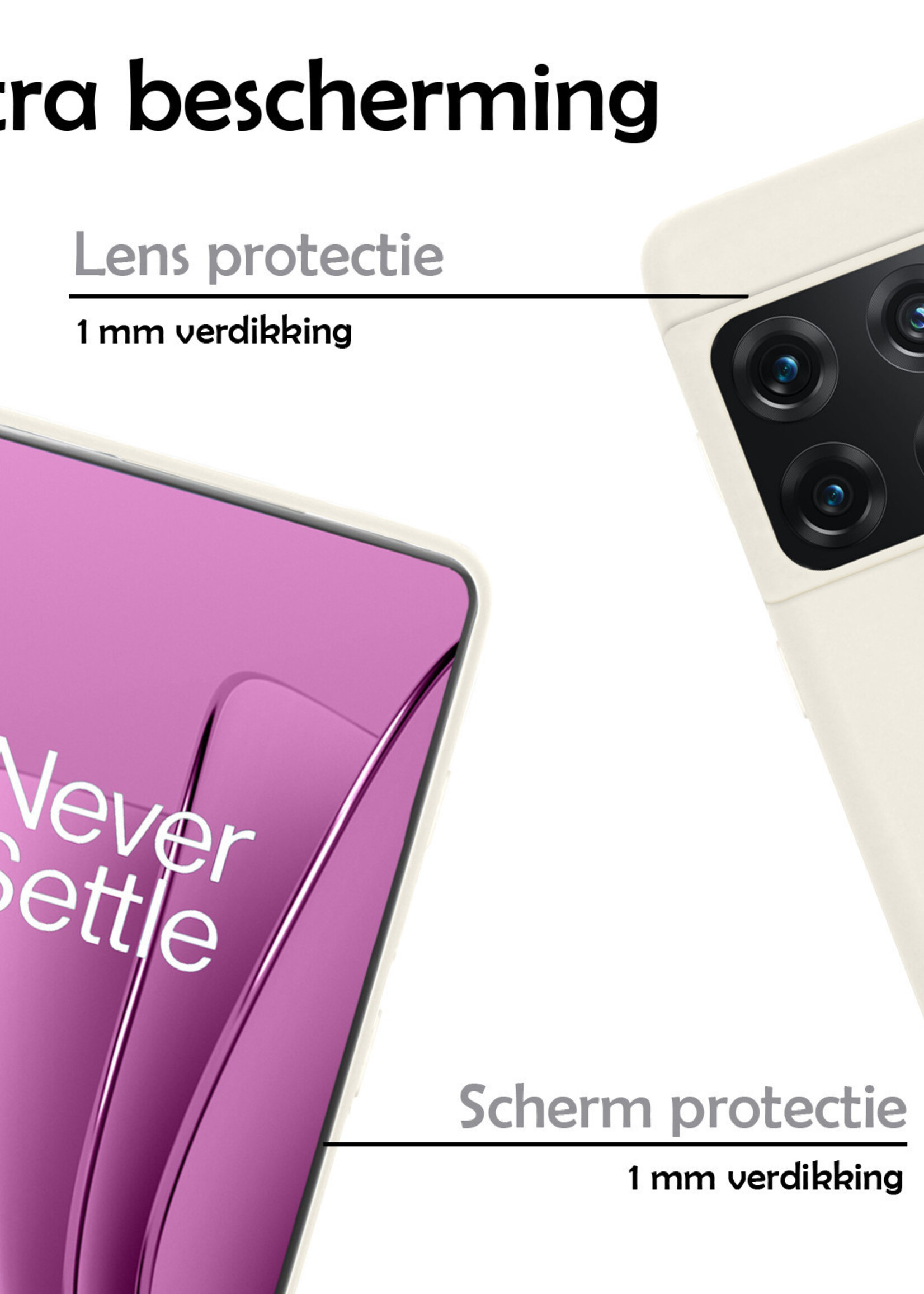 LUQ Hoesje Geschikt voor OnePlus 10 Pro Hoesje Siliconen Case Met 2x Screenprotector - Hoes Geschikt voor OnePlus 10 Pro Hoes Siliconen - Wit