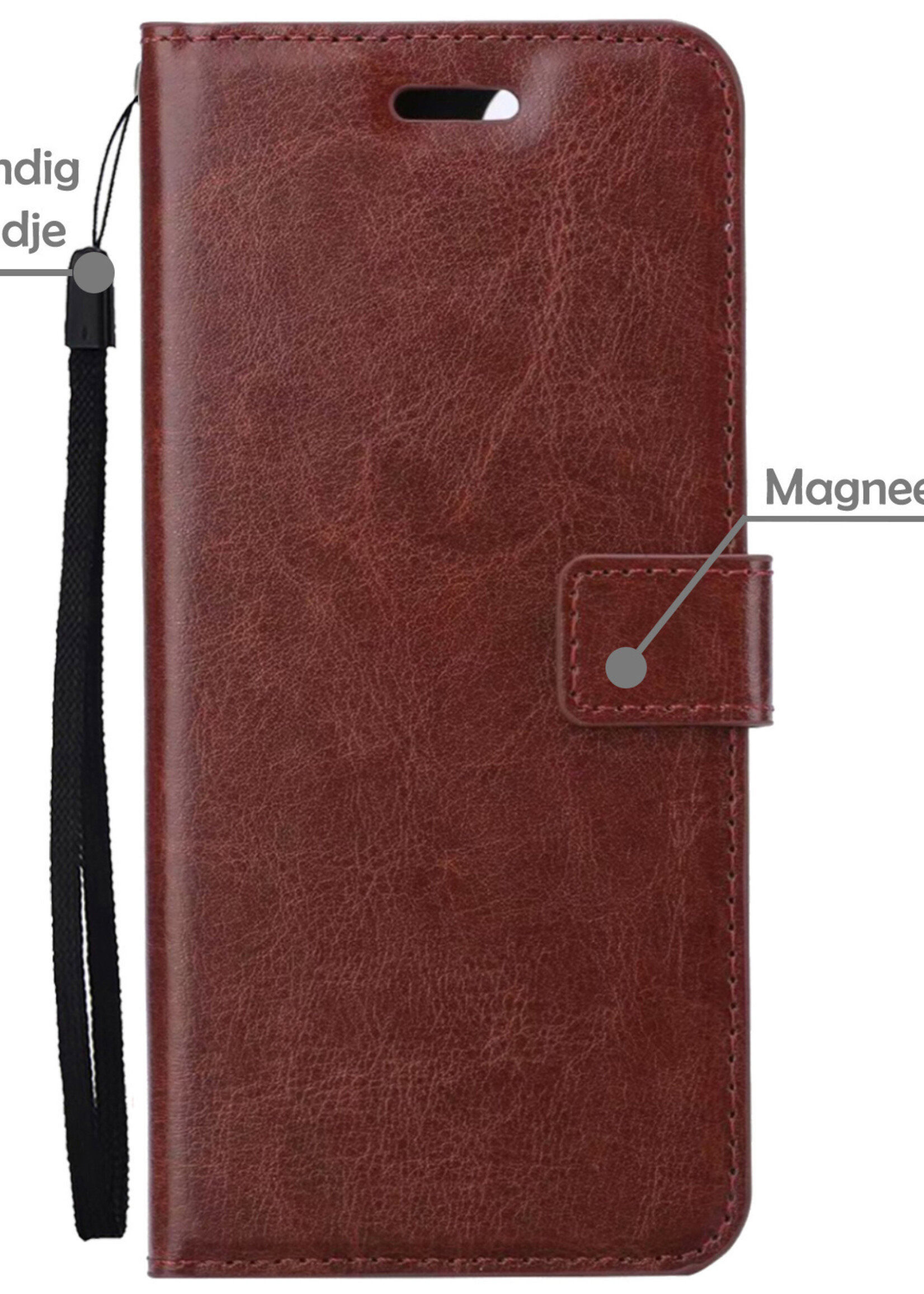 LUQ Hoesje Geschikt voor OnePlus 10 Pro Hoesje Book Case Hoes Wallet Cover Met Screenprotector - Hoes Geschikt voor OnePlus 10 Pro Hoesje Bookcase Hoes - Bruin
