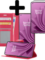 LUQ LUQ OnePlus 10 Pro Hoesje Bookcase Donkerroze Met Screenprotector