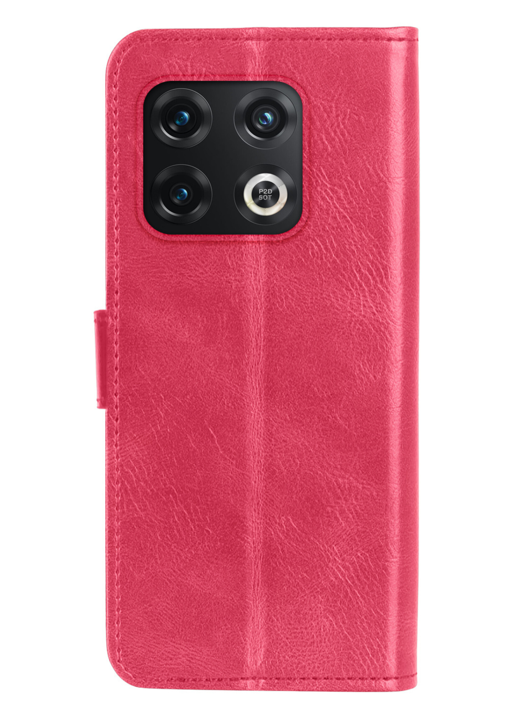 LUQ Hoesje Geschikt voor OnePlus 10 Pro Hoesje Book Case Hoes Wallet Cover Met Screenprotector - Hoes Geschikt voor OnePlus 10 Pro Hoesje Bookcase Hoes - Donkerroze
