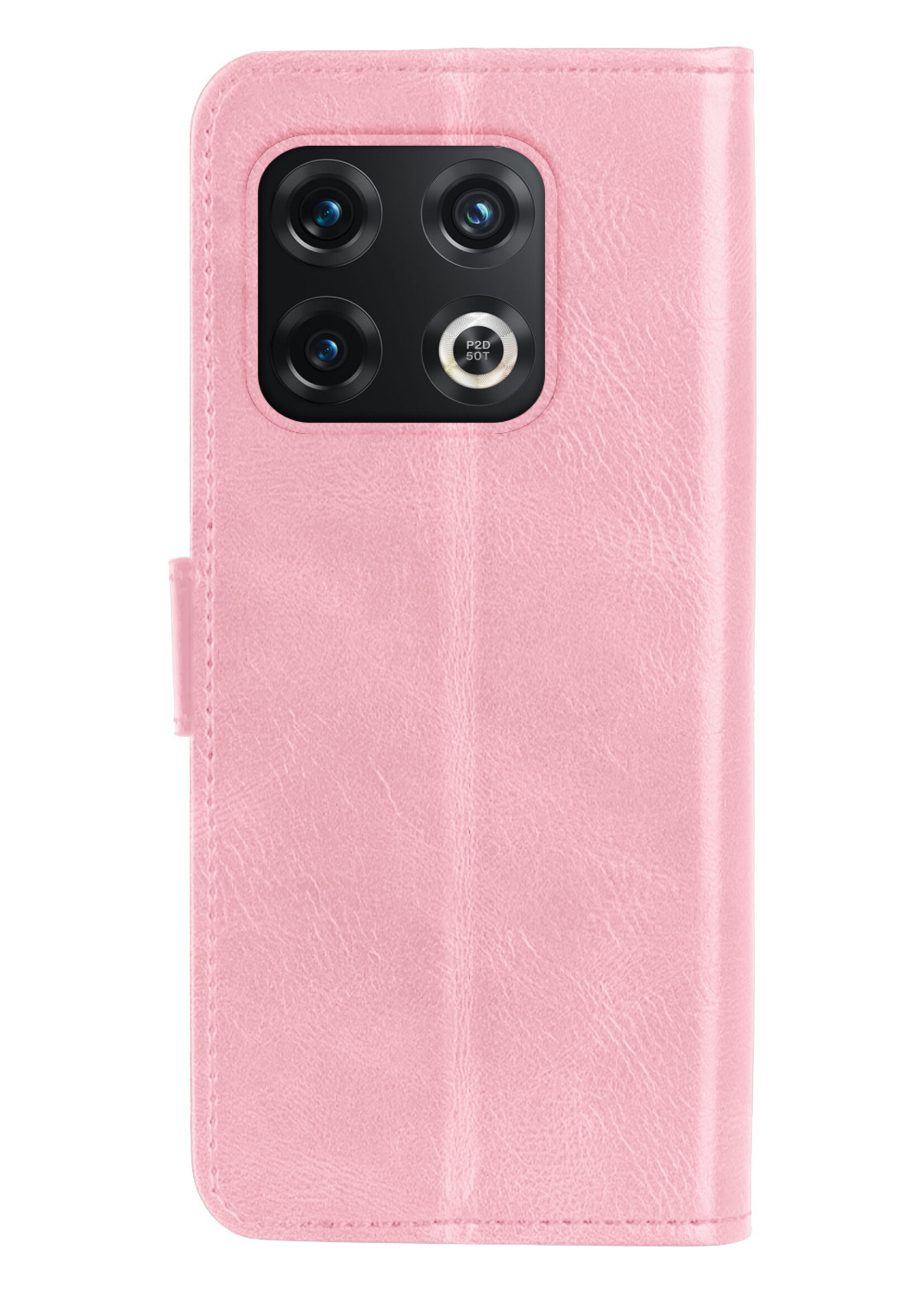 LUQ Hoesje Geschikt voor OnePlus 10 Pro Hoesje Book Case Hoes Wallet Cover Met Screenprotector - Hoes Geschikt voor OnePlus 10 Pro Hoesje Bookcase Hoes - Lichtroze