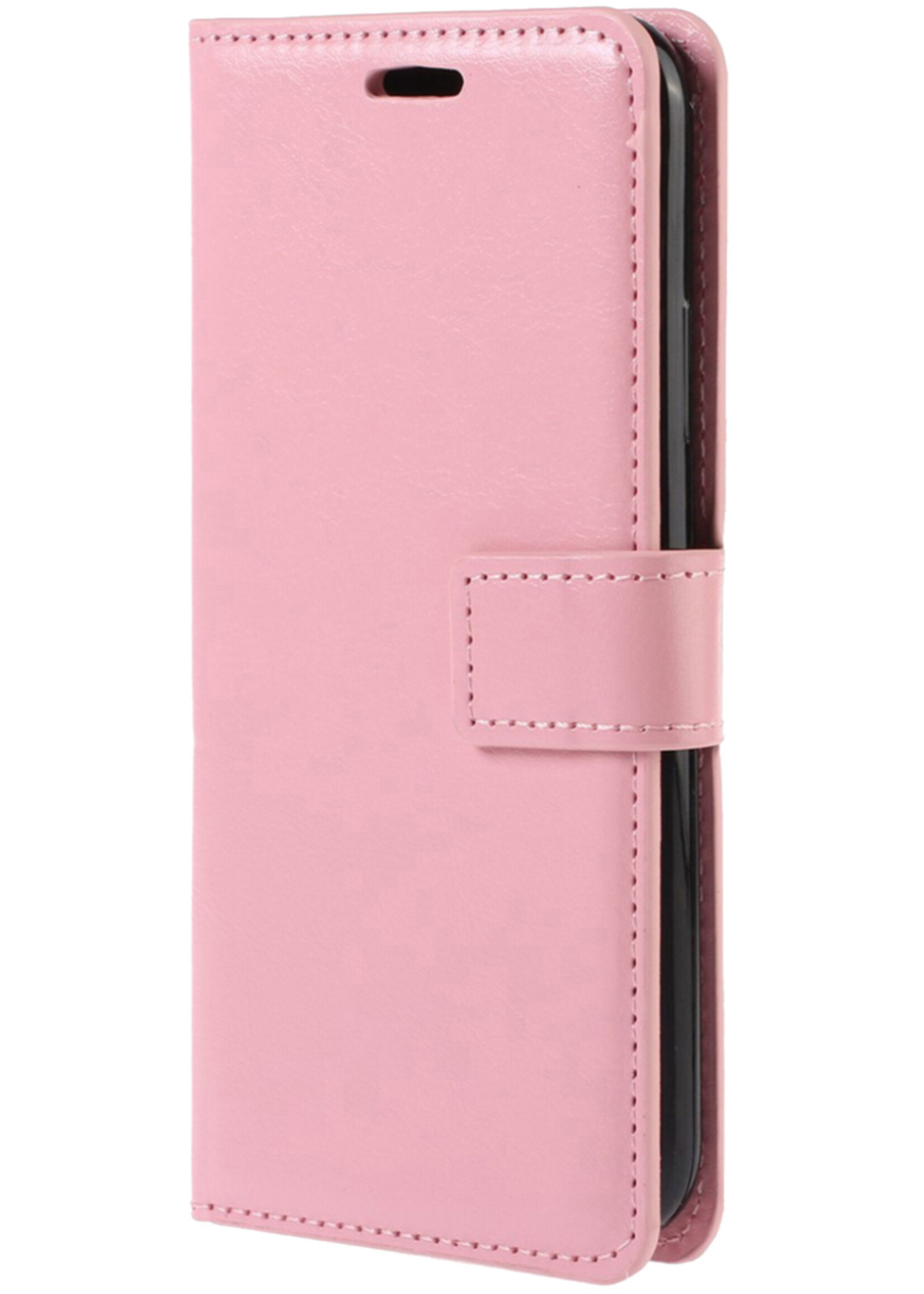 LUQ Hoesje Geschikt voor OnePlus 10 Pro Hoesje Book Case Hoes Wallet Cover Met Screenprotector - Hoes Geschikt voor OnePlus 10 Pro Hoesje Bookcase Hoes - Lichtroze