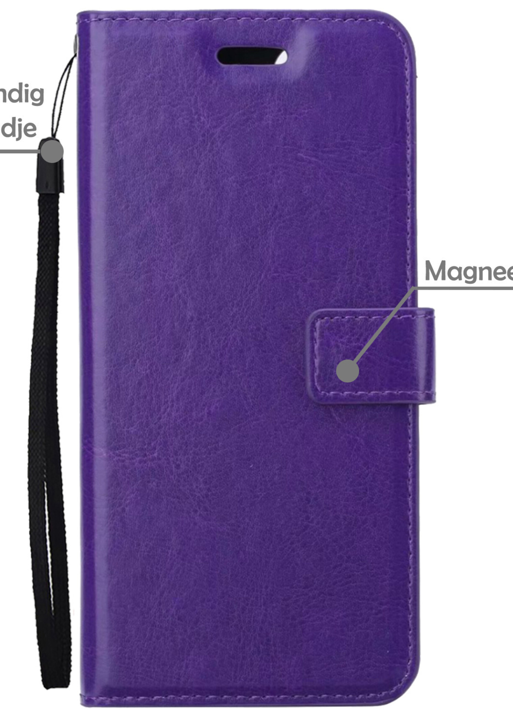 LUQ Hoesje Geschikt voor OnePlus 10 Pro Hoesje Book Case Hoes Wallet Cover Met Screenprotector - Hoes Geschikt voor OnePlus 10 Pro Hoesje Bookcase Hoes - Paars
