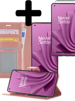 LUQ LUQ OnePlus 10 Pro Hoesje Bookcase Rose Goud Met Screenprotector
