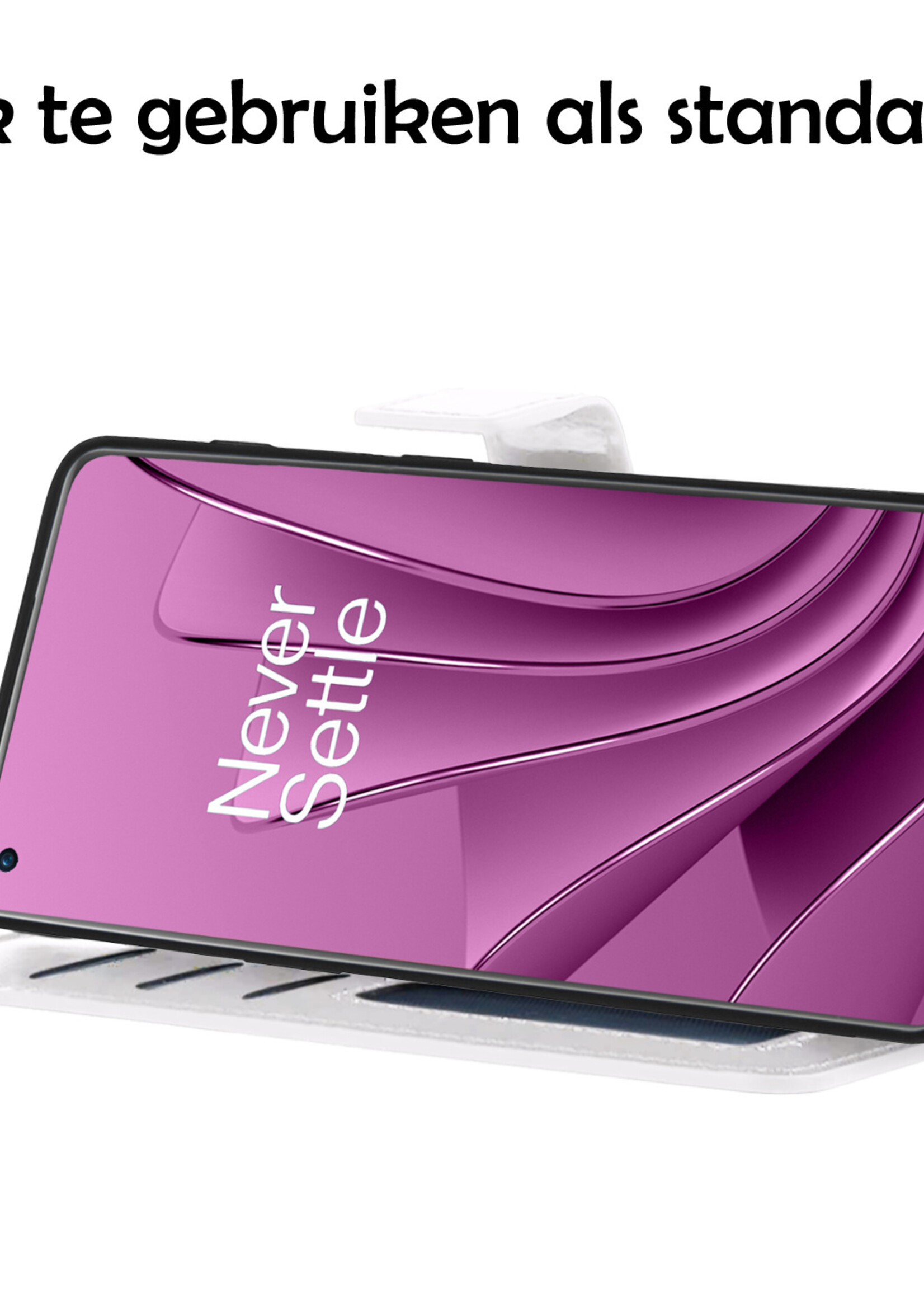 LUQ Hoesje Geschikt voor OnePlus 10 Pro Hoesje Book Case Hoes Wallet Cover Met Screenprotector - Hoes Geschikt voor OnePlus 10 Pro Hoesje Bookcase Hoes - Wit