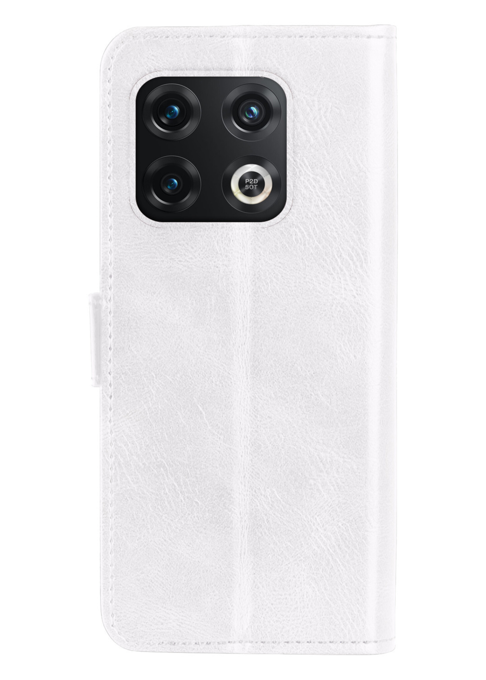 Hoesje Geschikt voor OnePlus 10 Pro Hoesje Book Case Hoes Wallet Cover Met Screenprotector - Hoes Geschikt voor OnePlus 10 Pro Hoesje Bookcase Hoes - Wit