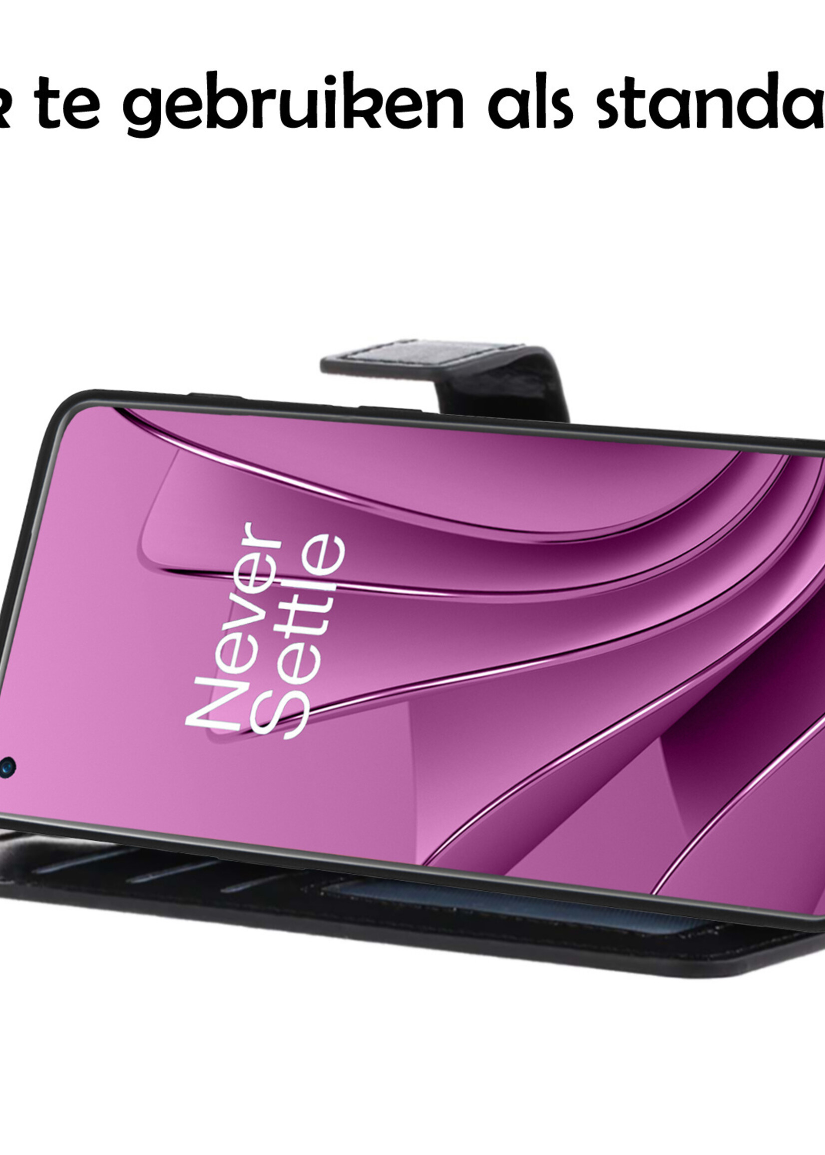 LUQ Hoesje Geschikt voor OnePlus 10 Pro Hoesje Book Case Hoes Wallet Cover Met Screenprotector - Hoes Geschikt voor OnePlus 10 Pro Hoesje Bookcase Hoes - Zwart