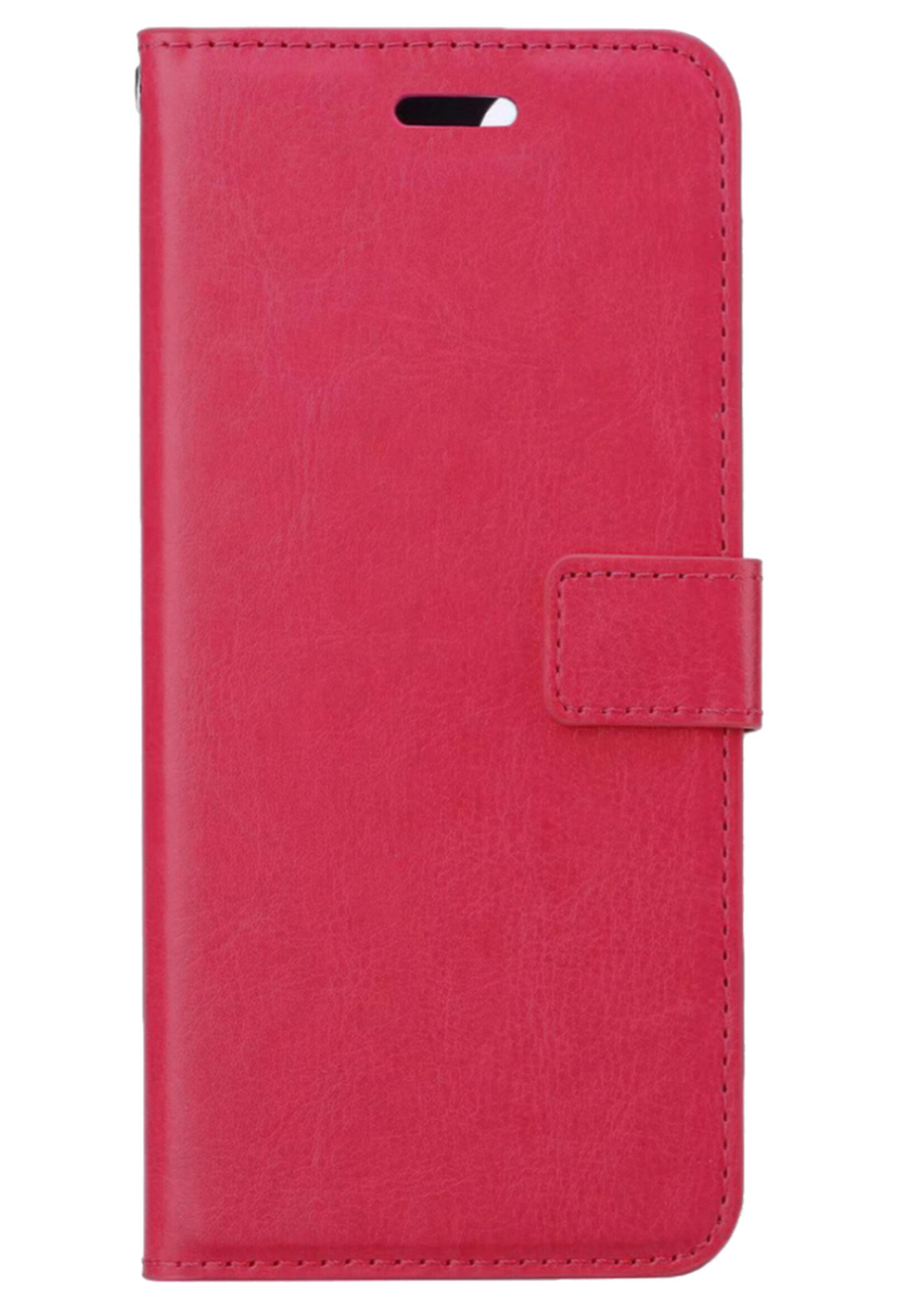 LUQ Hoesje Geschikt voor OnePlus 10 Pro Hoesje Book Case Hoes Wallet Cover Met 2x Screenprotector - Hoes Geschikt voor OnePlus 10 Pro Hoesje Bookcase Hoes - Donkerroze