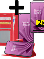 LUQ LUQ OnePlus 10 Pro Hoesje Bookcase Rood Met 2x Screenprotector