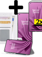 LUQ LUQ OnePlus 10 Pro Hoesje Bookcase Wit Met 2x Screenprotector