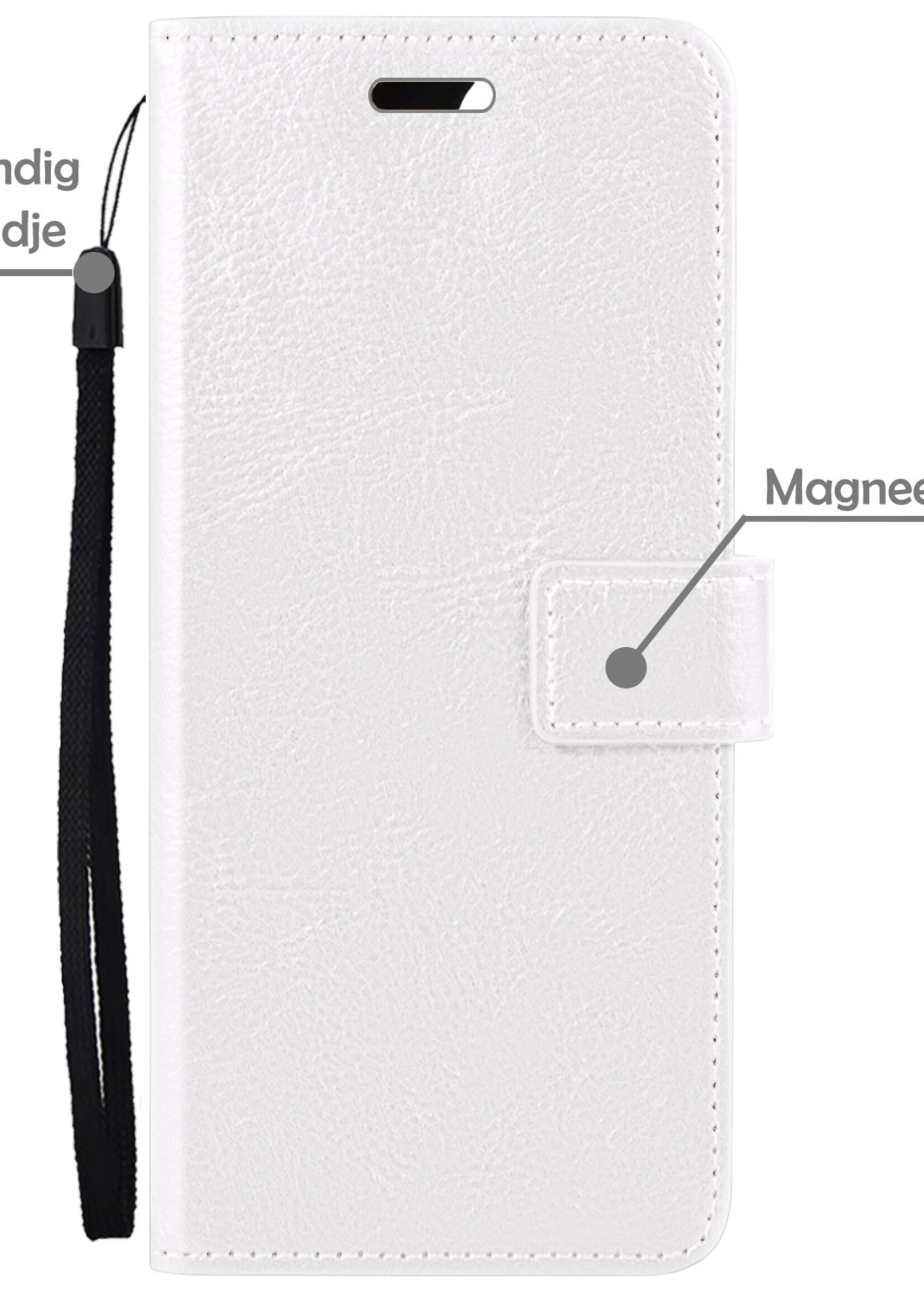 LUQ Hoesje Geschikt voor OnePlus 10 Pro Hoesje Book Case Hoes Wallet Cover Met 2x Screenprotector - Hoes Geschikt voor OnePlus 10 Pro Hoesje Bookcase Hoes - Wit