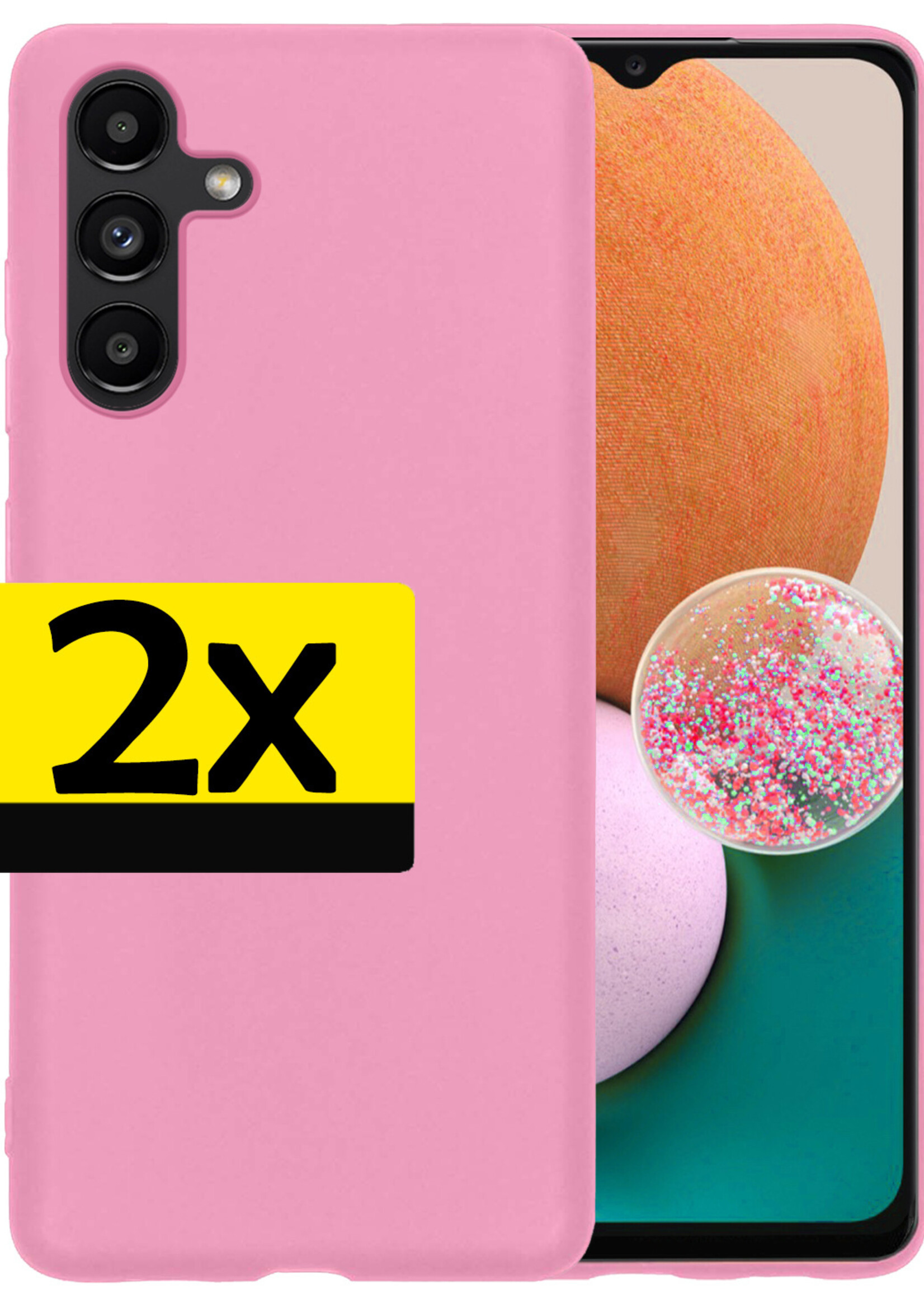 LUQ Hoesje Geschikt voor Samsung A13 5G Hoesje Siliconen Case - Hoes Geschikt voor Samsung Galaxy A13 5G Hoes Siliconen - Lichtroze - 2 Stuks