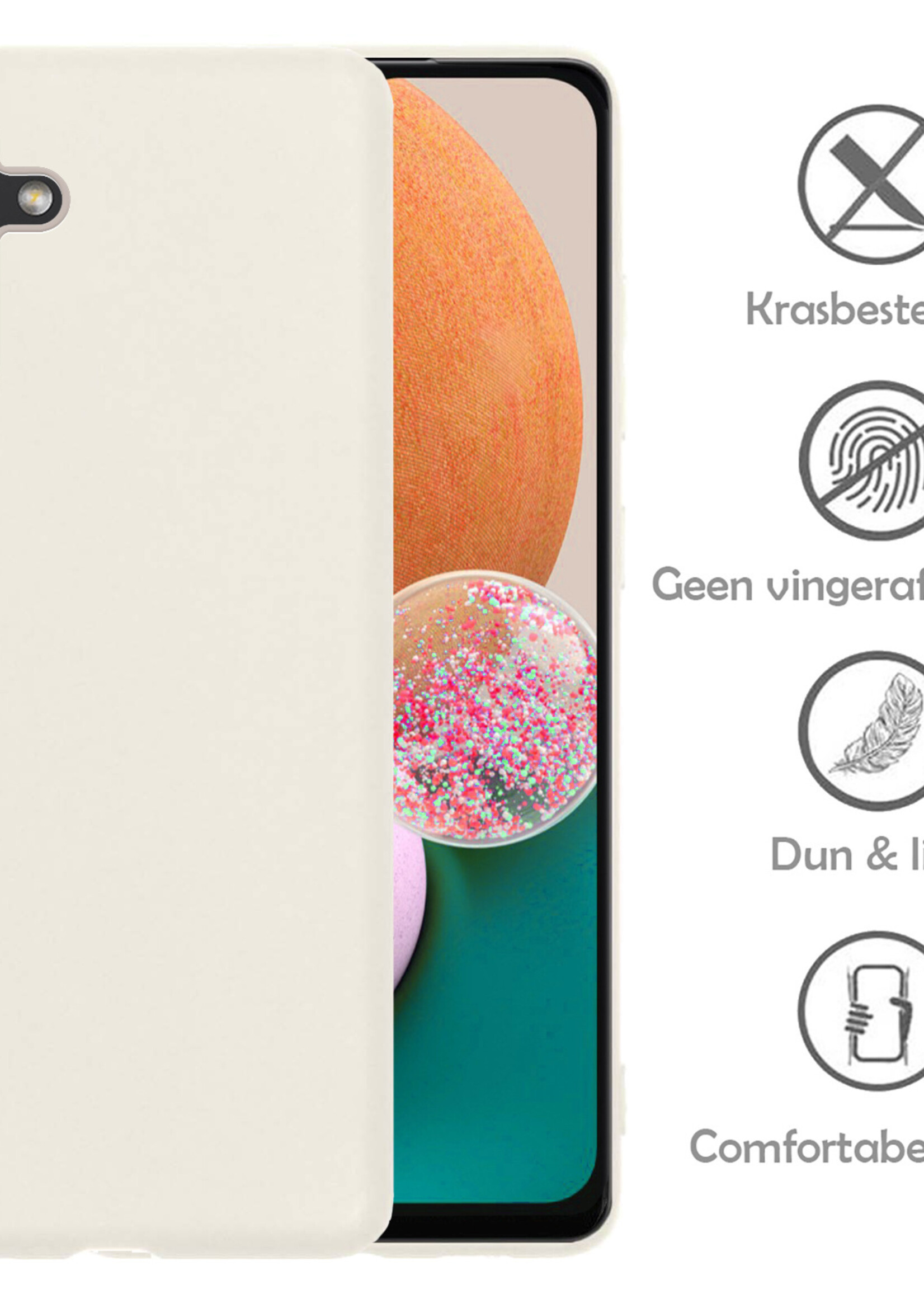 LUQ Hoesje Geschikt voor Samsung A13 5G Hoesje Siliconen Case - Hoes Geschikt voor Samsung Galaxy A13 5G Hoes Siliconen - Wit - 2 Stuks