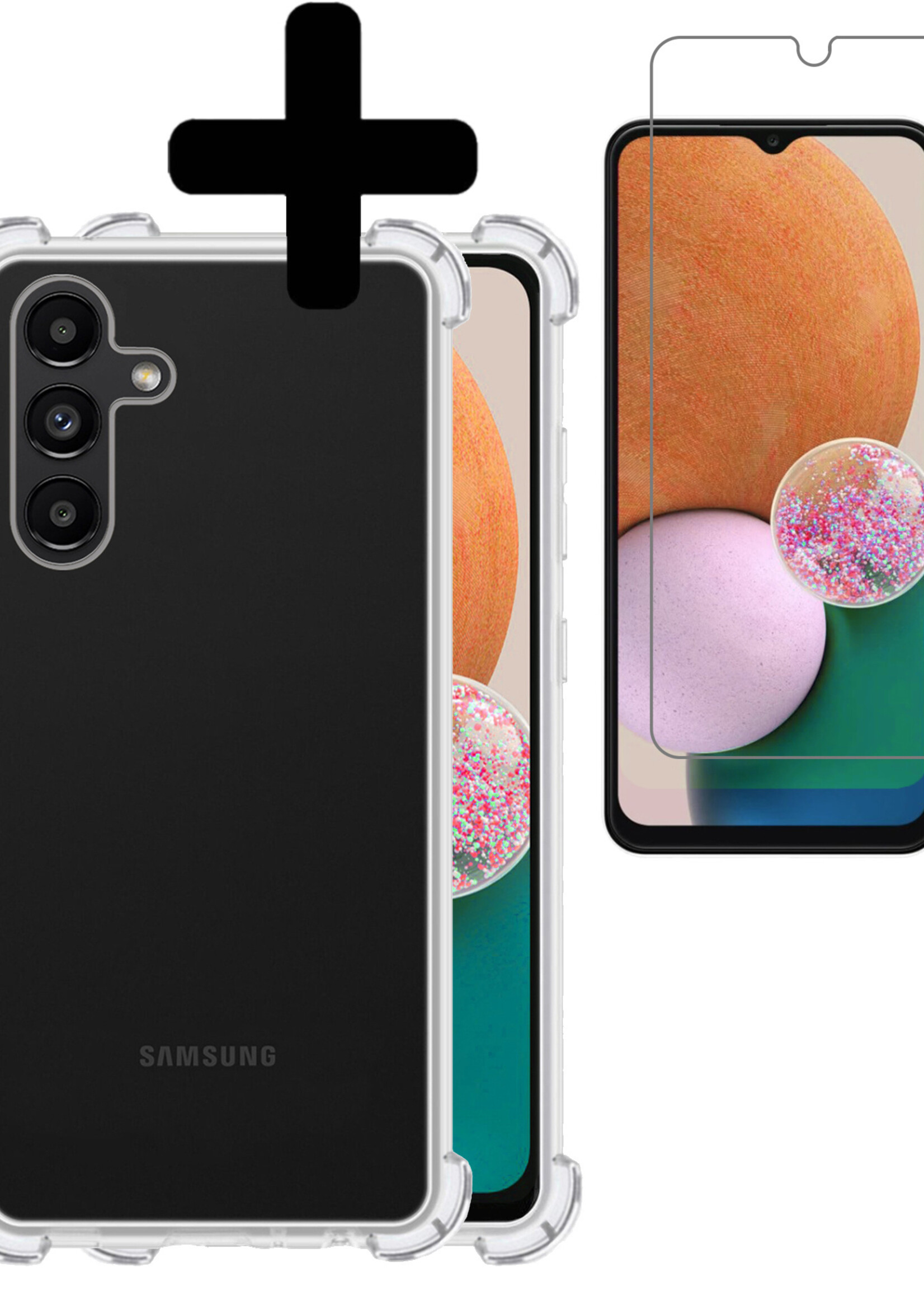 LUQ Hoesje Geschikt voor Samsung A13 5G Hoesje Shockproof Case Siliconen Met Screenprotector - Hoes Geschikt voor Samsung Galaxy A13 5G Hoes Cover Siliconen - Transparant