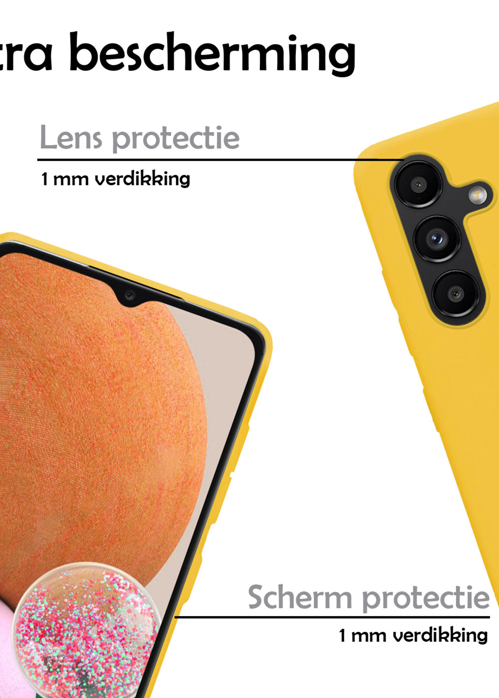 LUQ Hoesje Geschikt voor Samsung A13 5G Hoesje Siliconen Case Met Screenprotector - Hoes Geschikt voor Samsung Galaxy A13 5G Hoes Siliconen - Geel