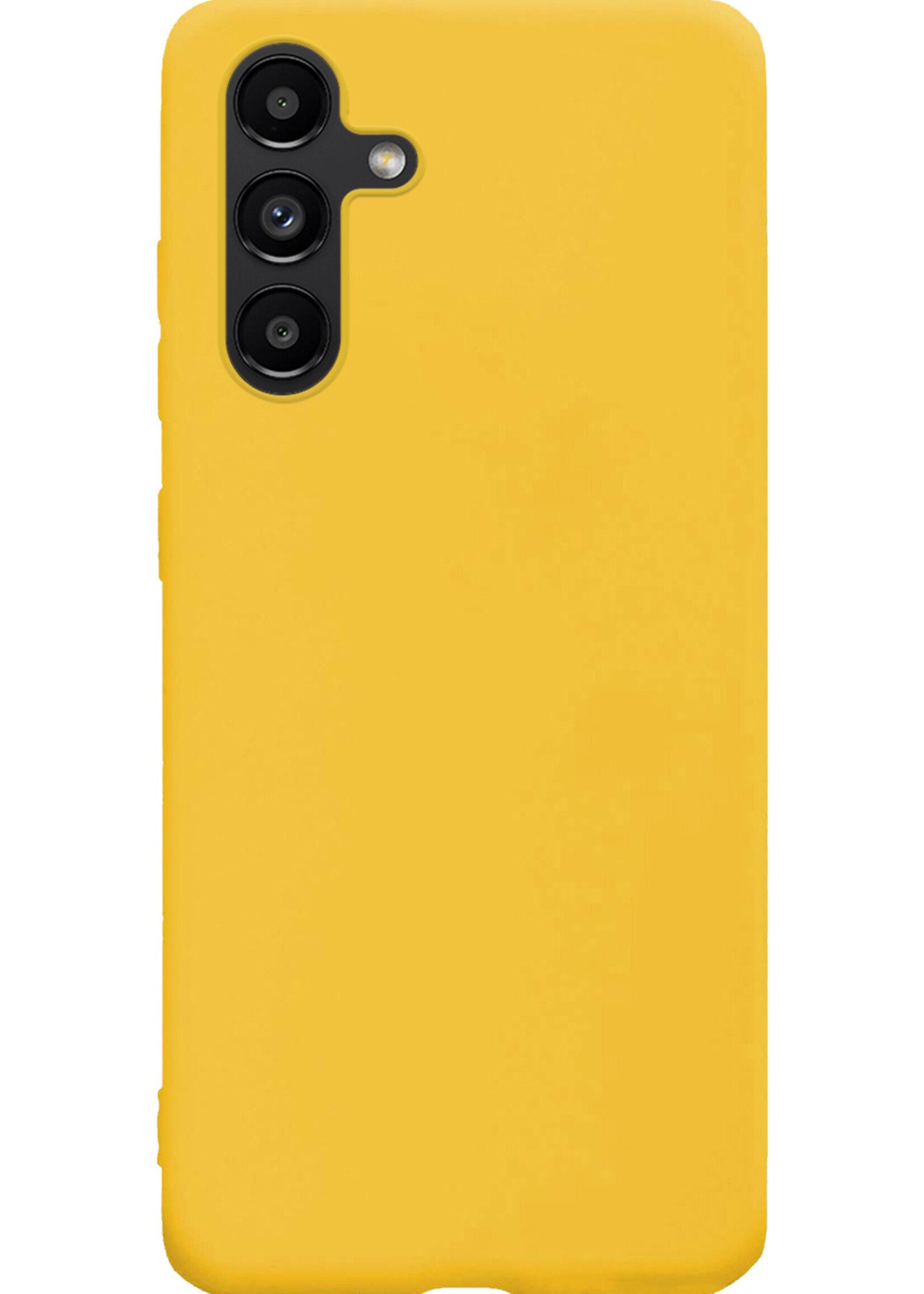 LUQ Hoesje Geschikt voor Samsung A13 5G Hoesje Siliconen Case Met Screenprotector - Hoes Geschikt voor Samsung Galaxy A13 5G Hoes Siliconen - Geel