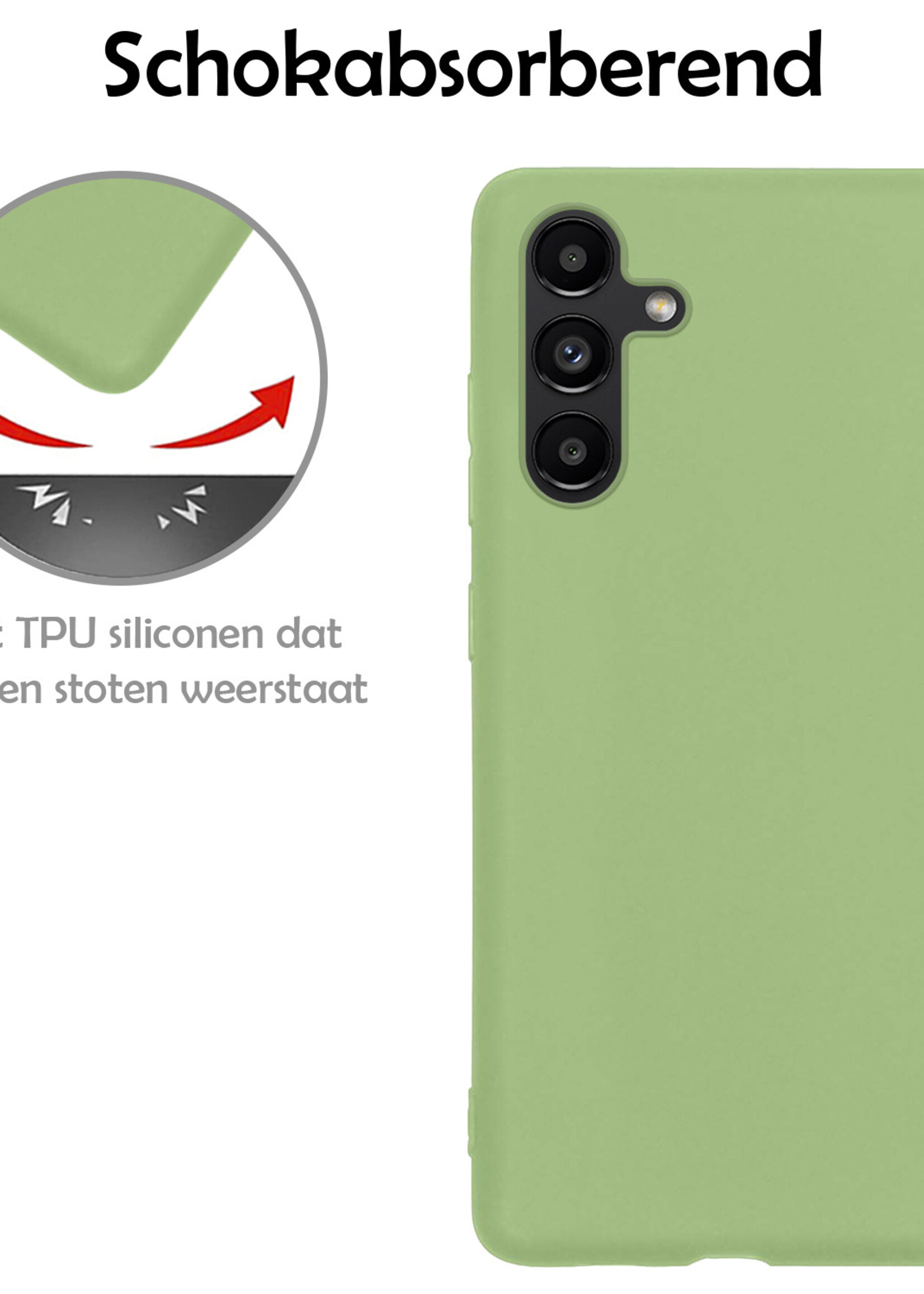 LUQ Hoesje Geschikt voor Samsung A13 5G Hoesje Siliconen Case Met Screenprotector - Hoes Geschikt voor Samsung Galaxy A13 5G Hoes Siliconen - Groen