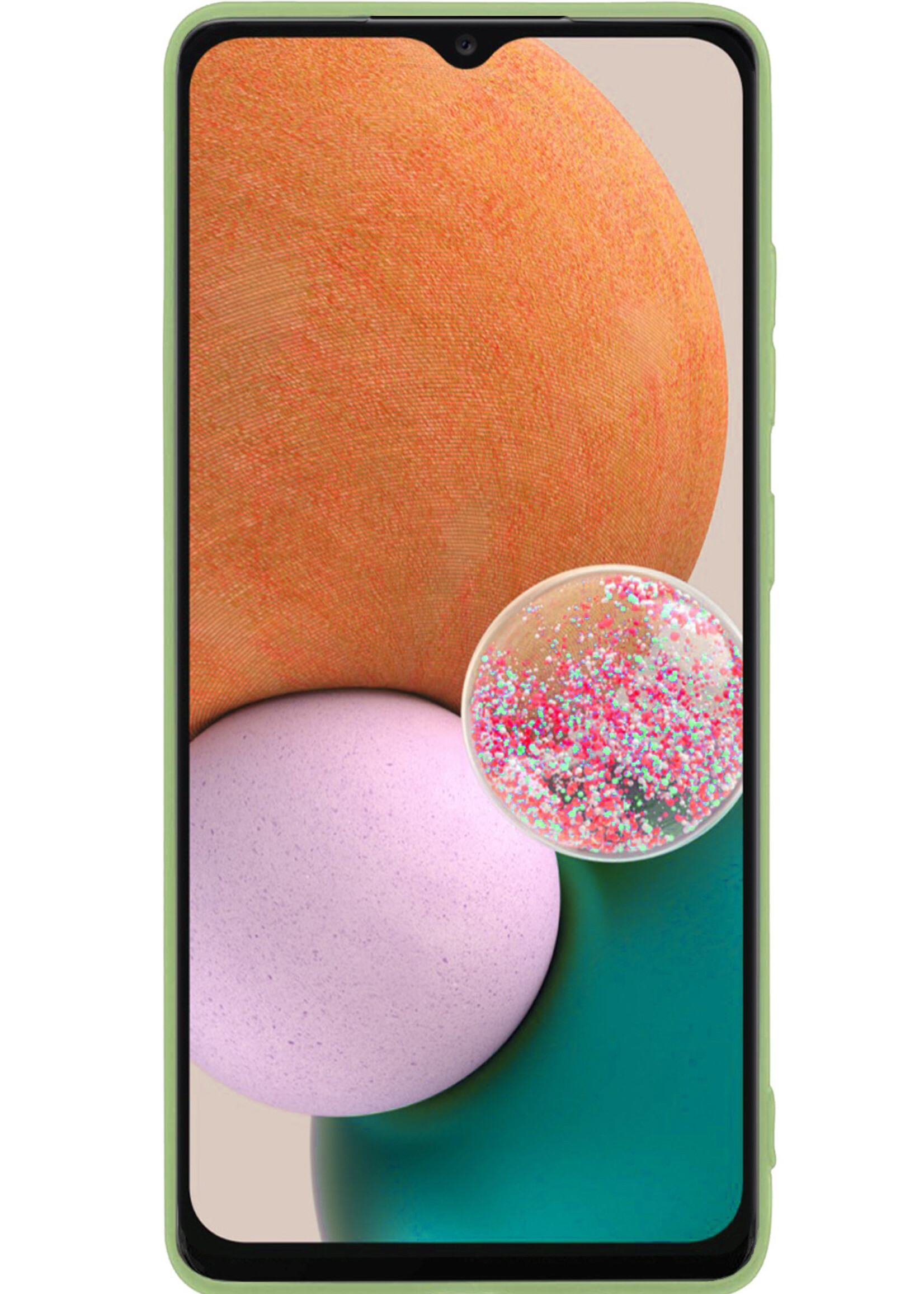 LUQ Hoesje Geschikt voor Samsung A13 5G Hoesje Siliconen Case Met Screenprotector - Hoes Geschikt voor Samsung Galaxy A13 5G Hoes Siliconen - Groen