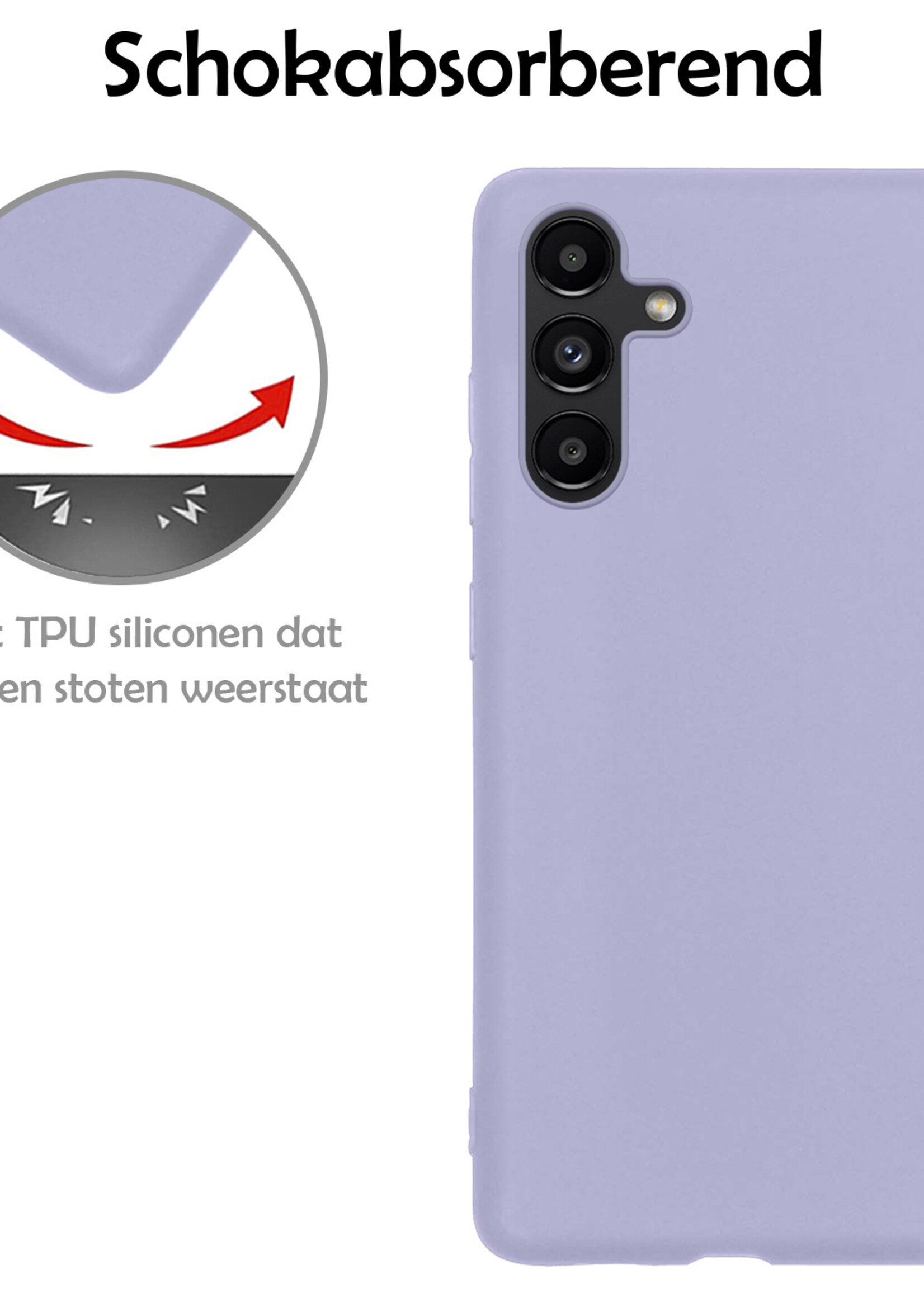 LUQ Hoesje Geschikt voor Samsung A13 5G Hoesje Siliconen Case Met Screenprotector - Hoes Geschikt voor Samsung Galaxy A13 5G Hoes Siliconen - Lila